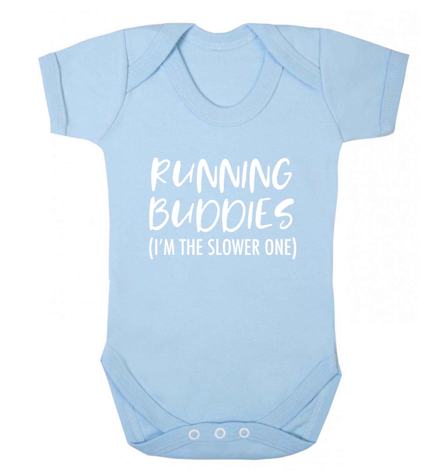 Running buddies (I'm the slower one) baby vest pale blue 18-24 months