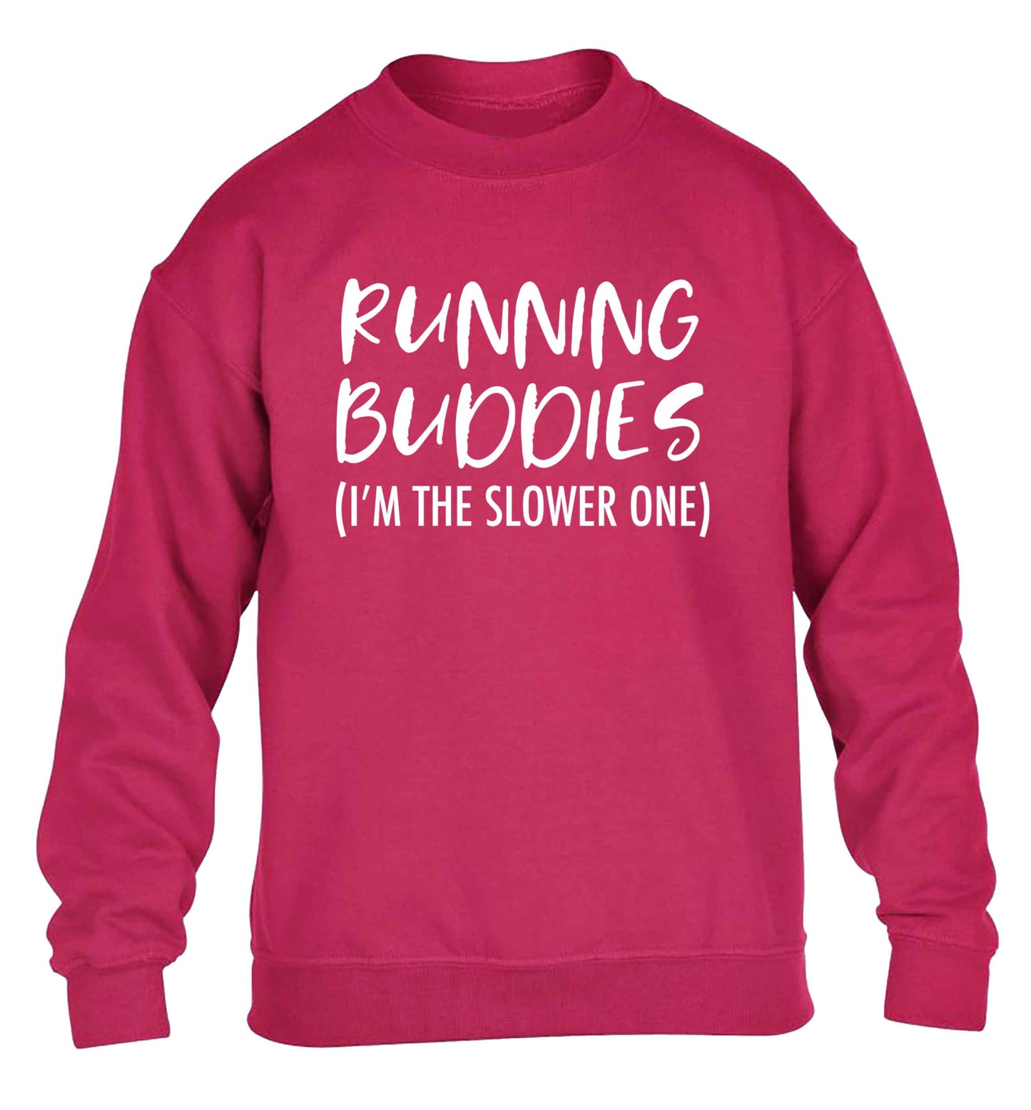 Running buddies (I'm the slower one) children's pink sweater 12-13 Years
