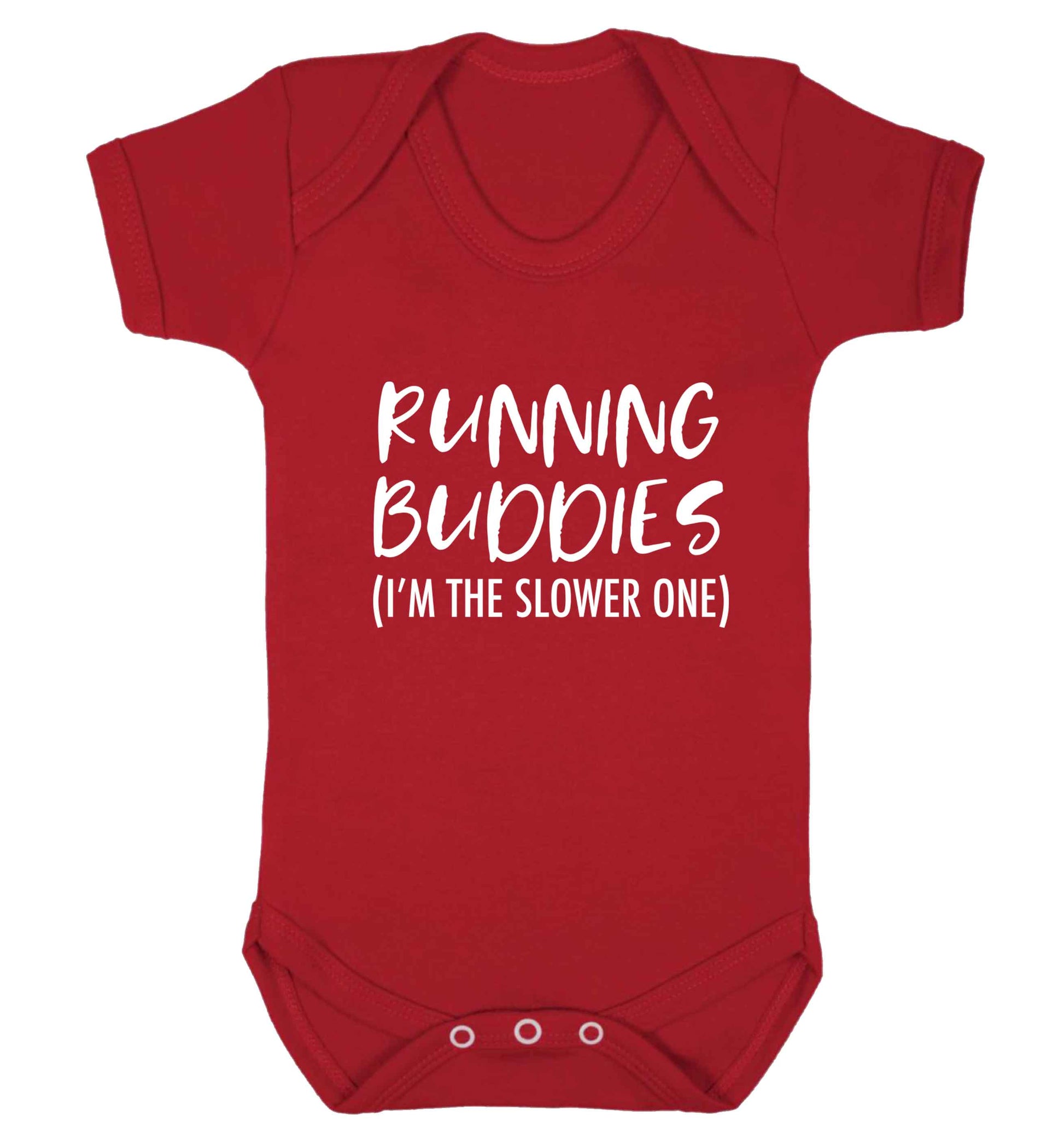 Running buddies (I'm the slower one) baby vest red 18-24 months