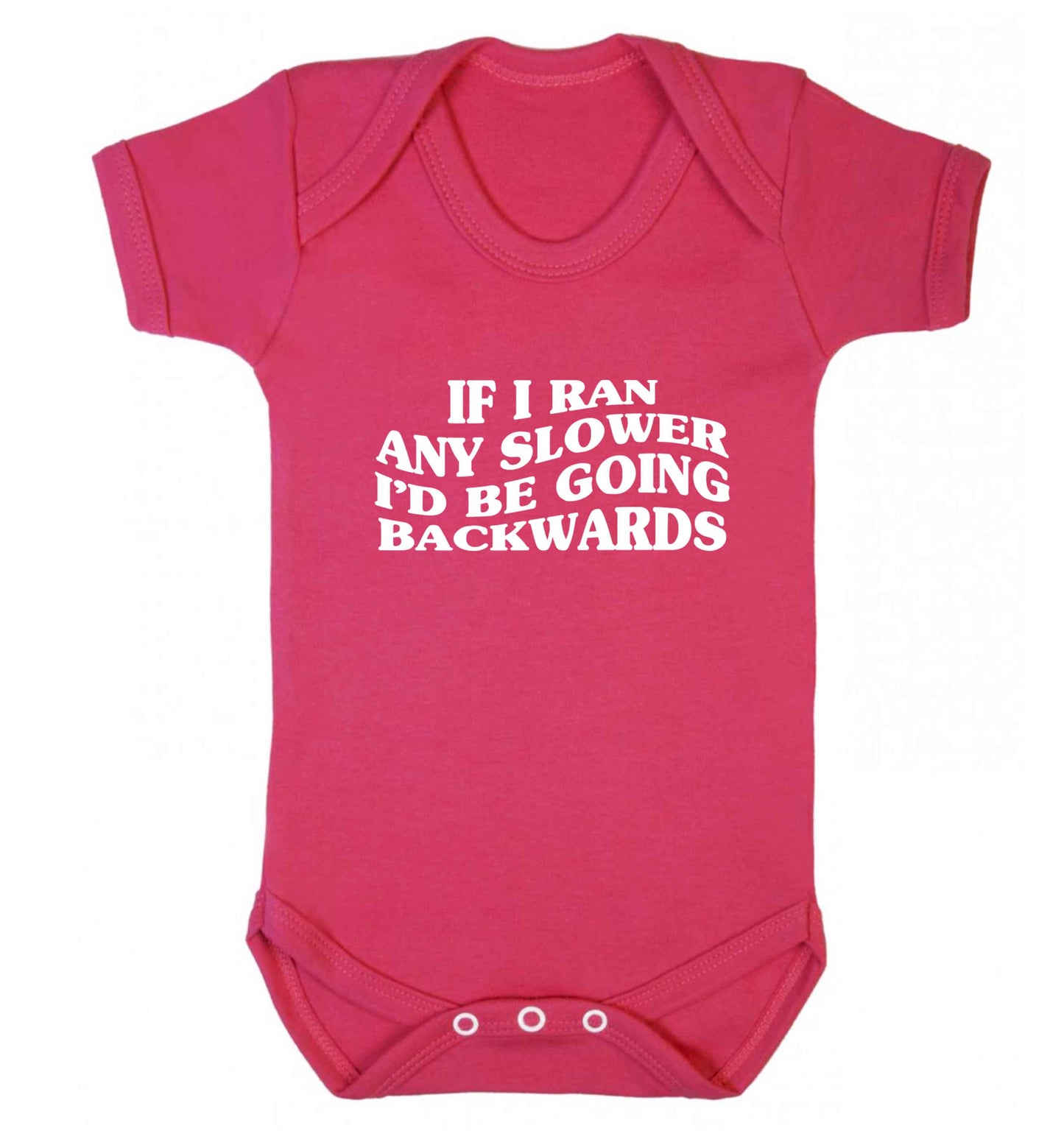 If I ran any slower I'd be going backwards baby vest dark pink 18-24 months