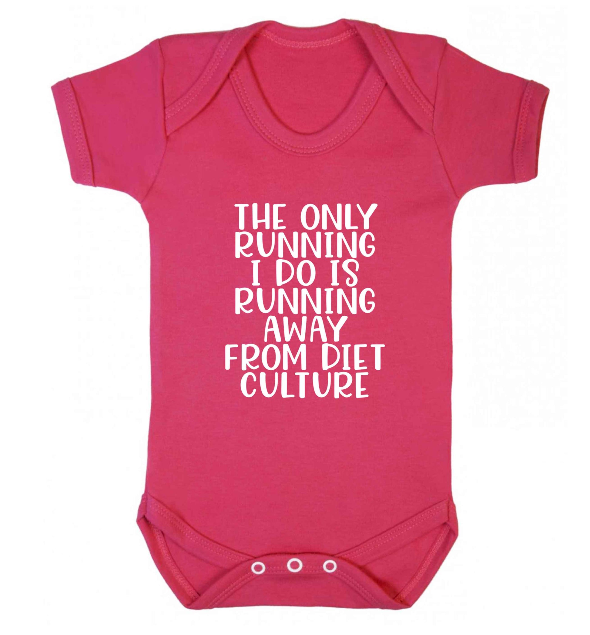The only running I do is running away from diet culture baby vest dark pink 18-24 months
