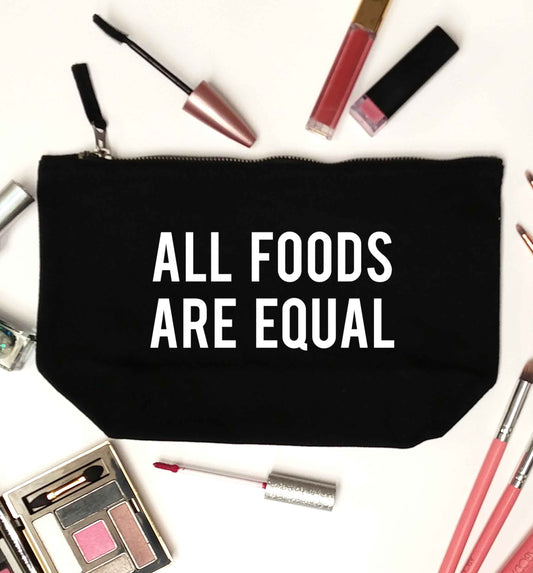 All foods are equal black makeup bag