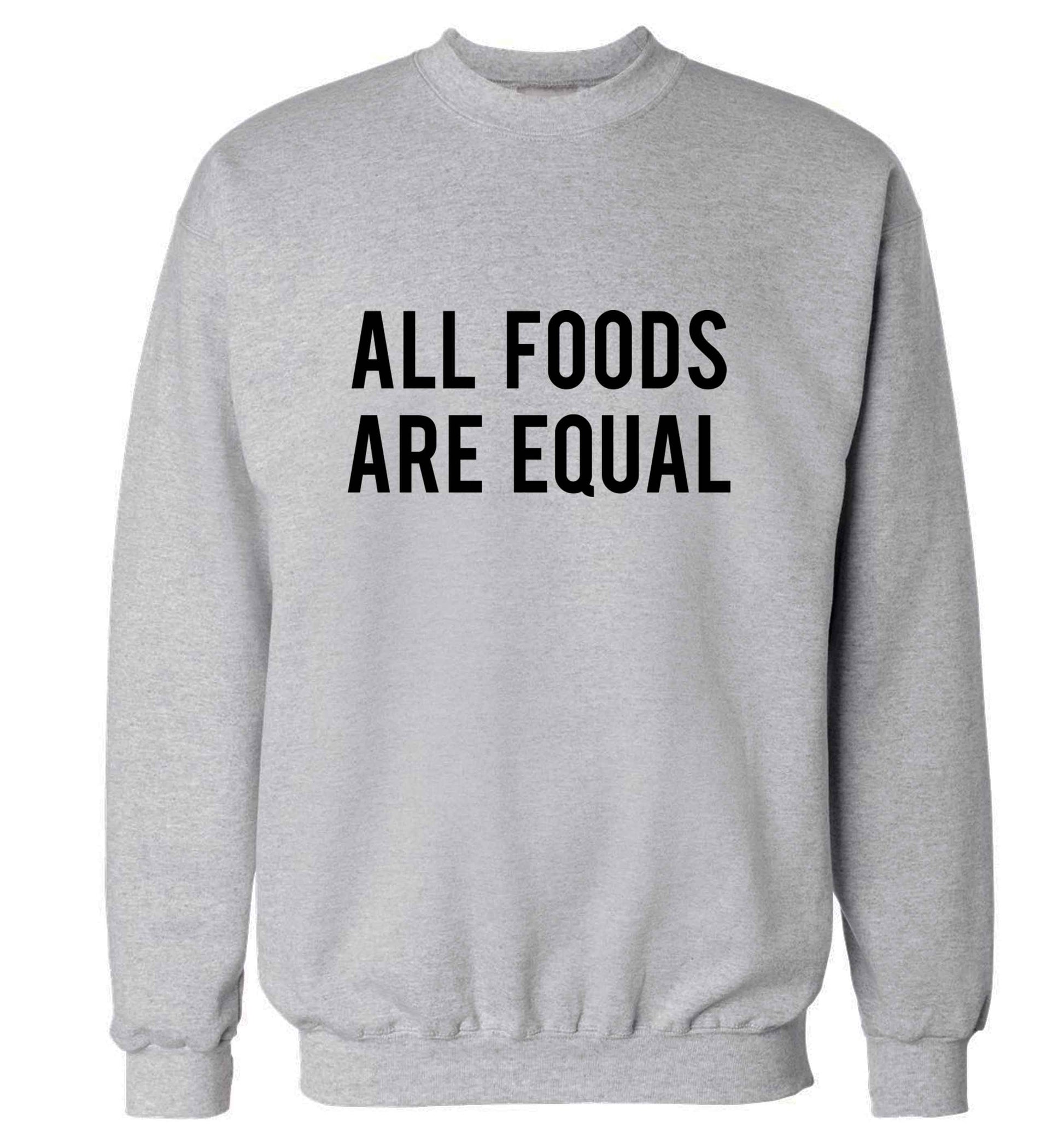 All foods are equal adult's unisex grey sweater 2XL
