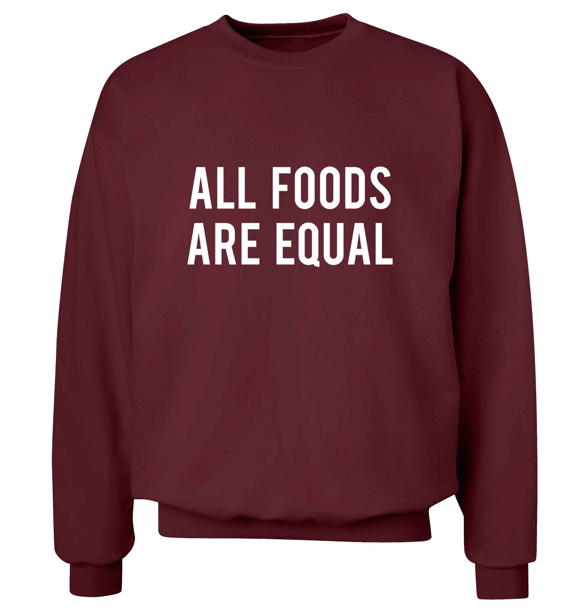 All foods are equal adult's unisex maroon sweater 2XL