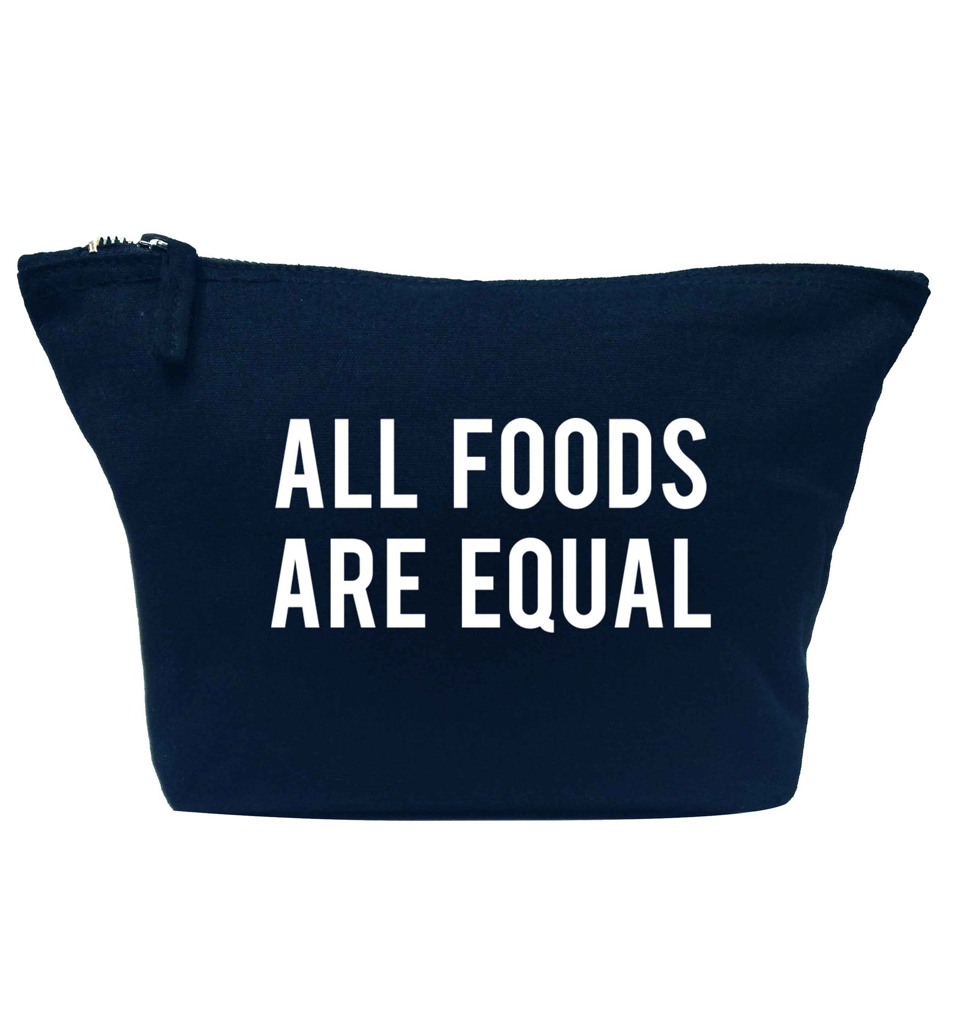 All foods are equal navy makeup bag