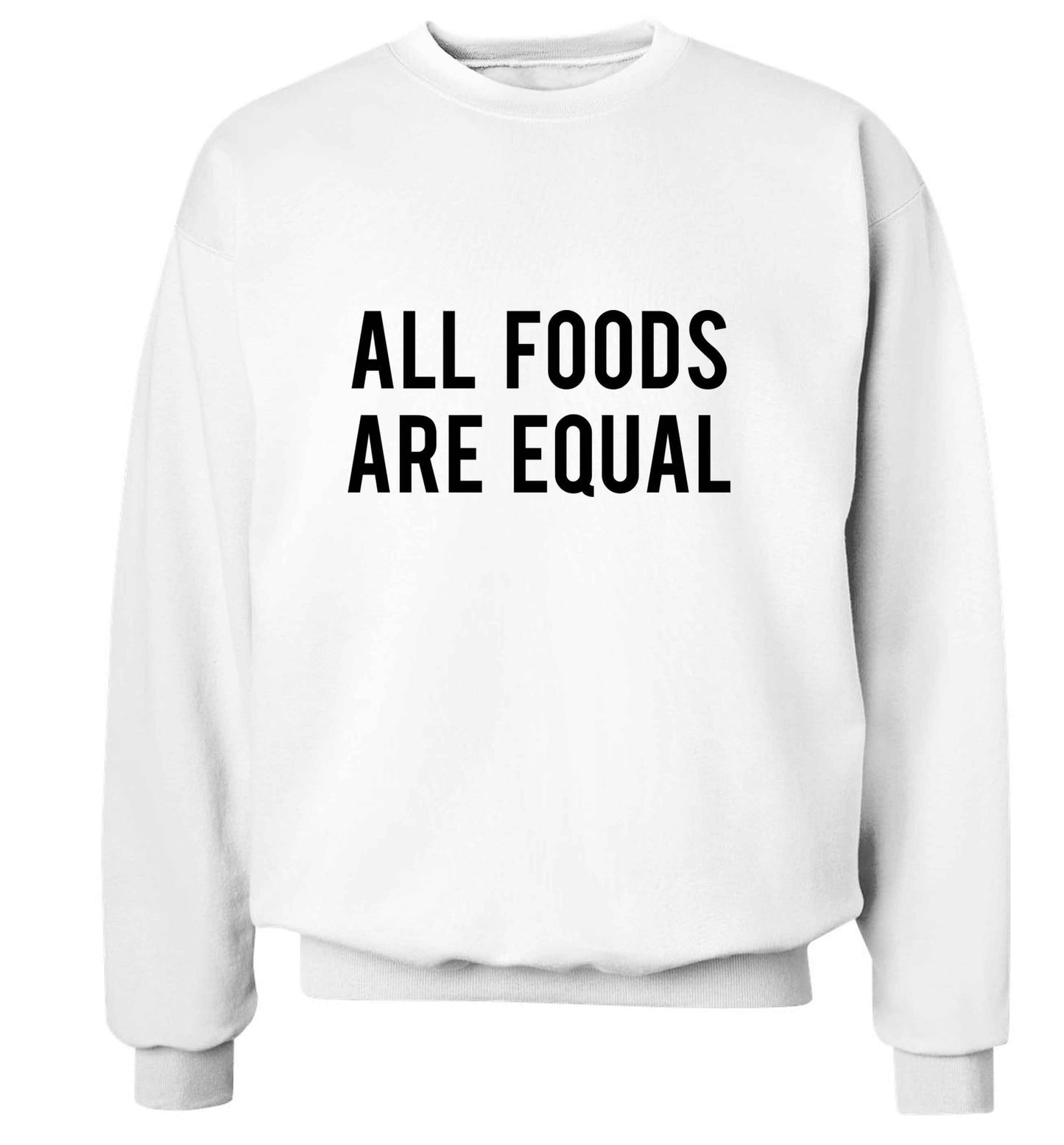 All foods are equal adult's unisex white sweater 2XL