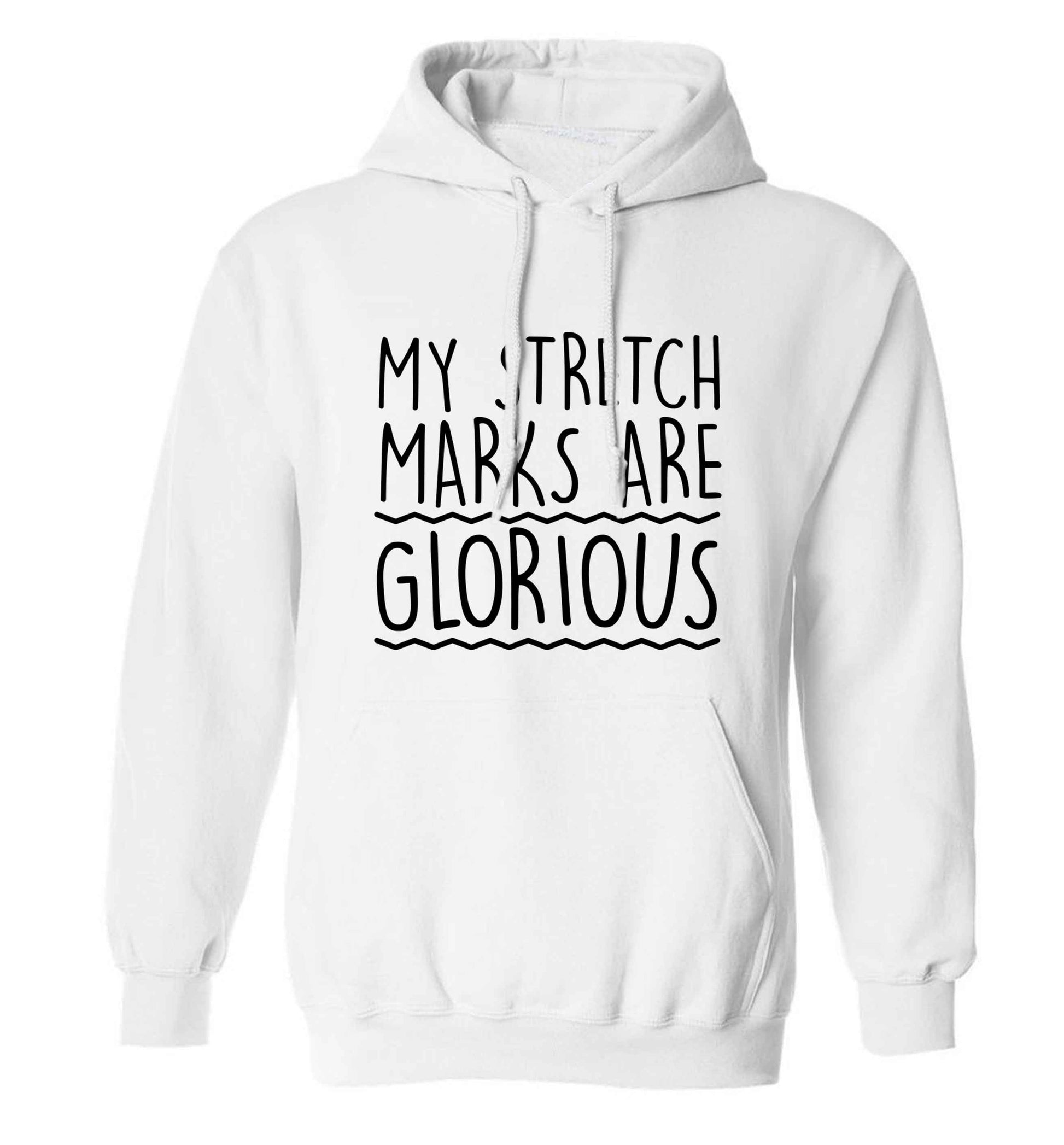 My stretch marks are glorious adults unisex white hoodie 2XL