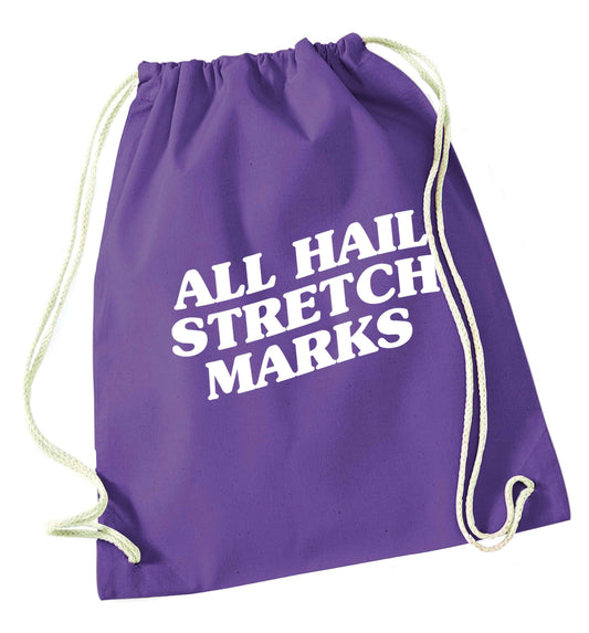 All hail stretch marks purple drawstring bag