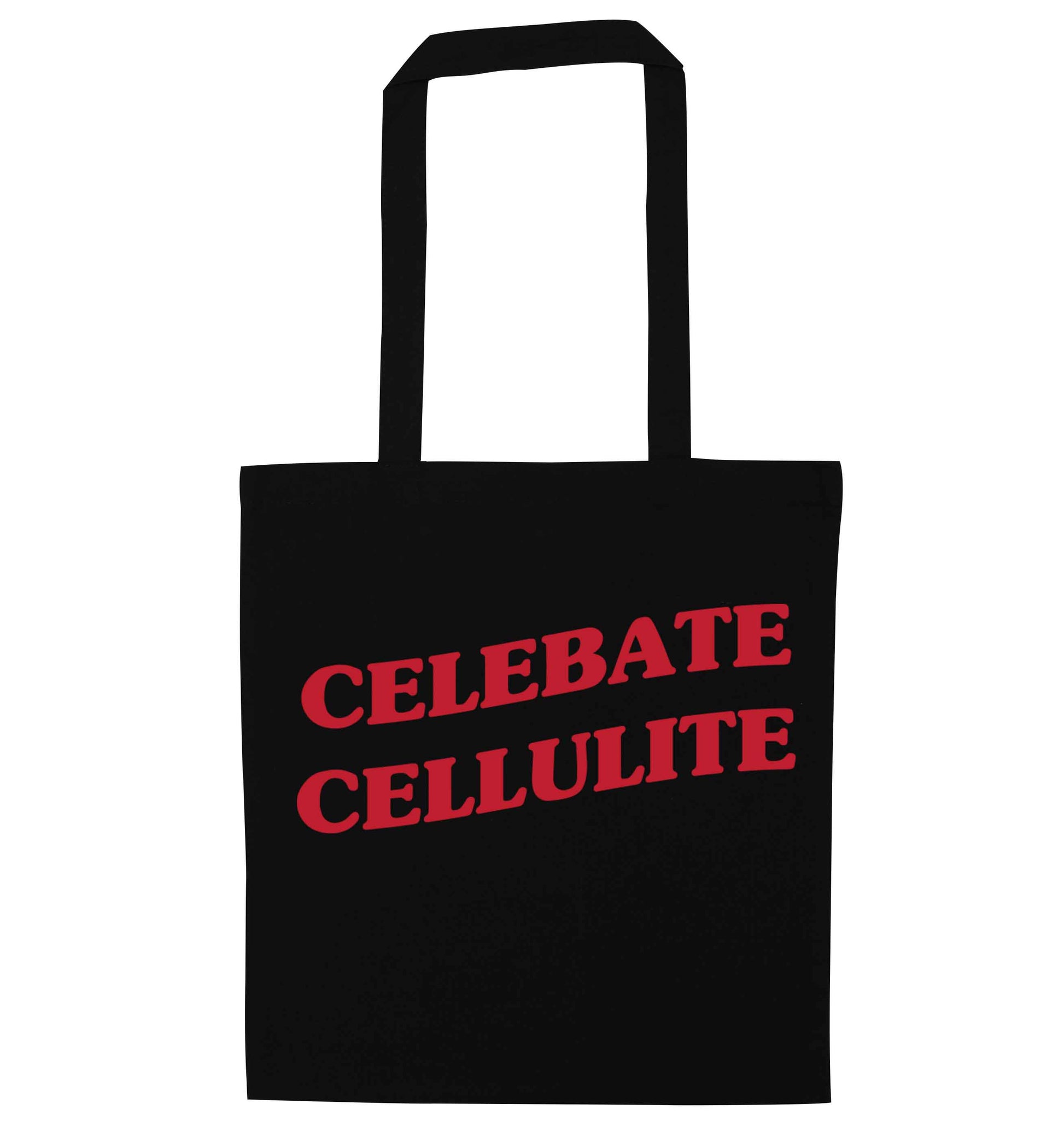 Celebrate cellulite black tote bag
