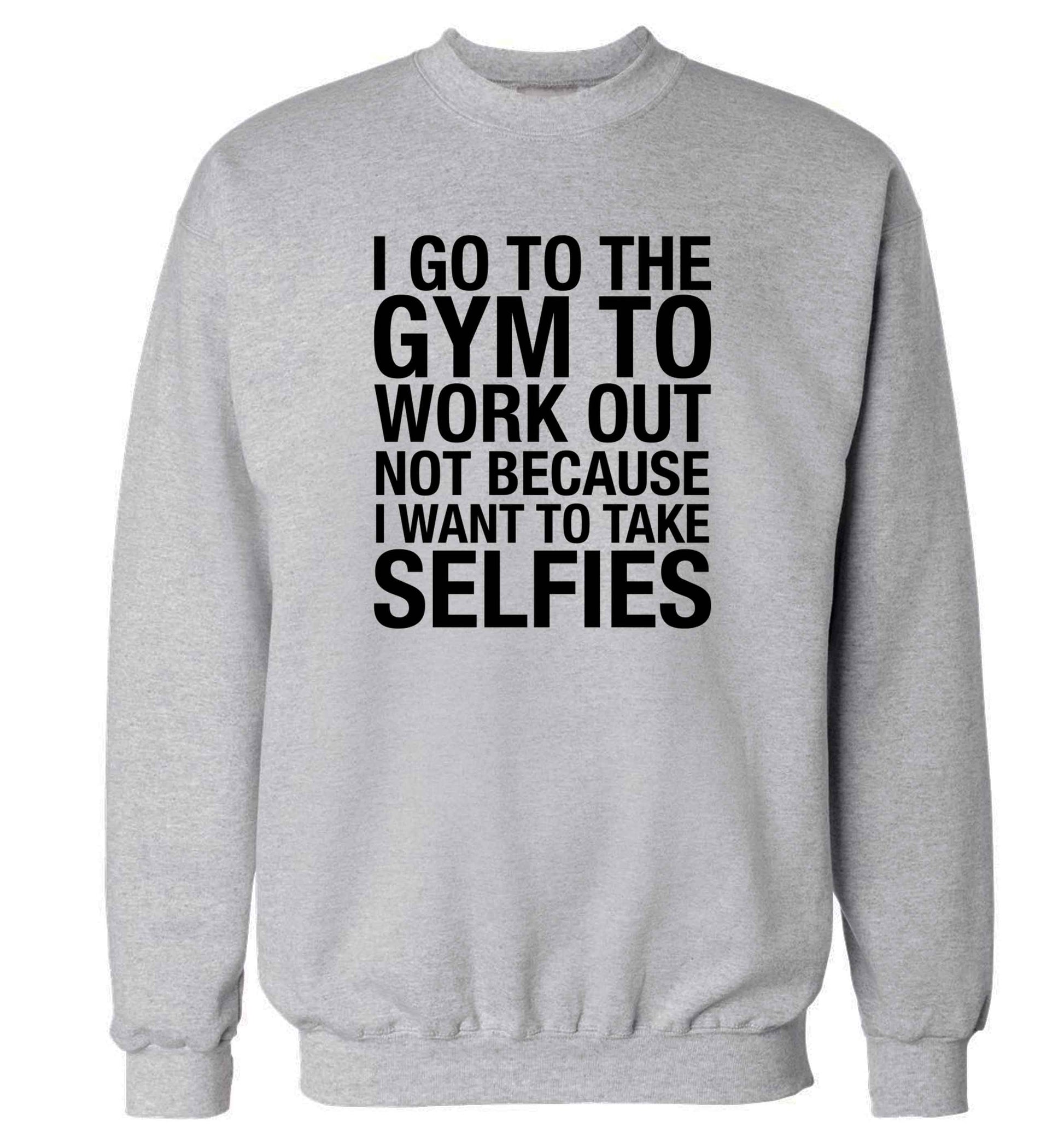 I go to the gym to workout not to take selfies adult's unisex grey sweater 2XL