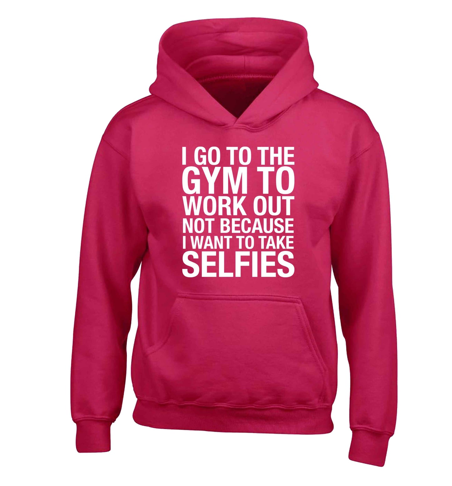 I go to the gym to workout not to take selfies children's pink hoodie 12-13 Years
