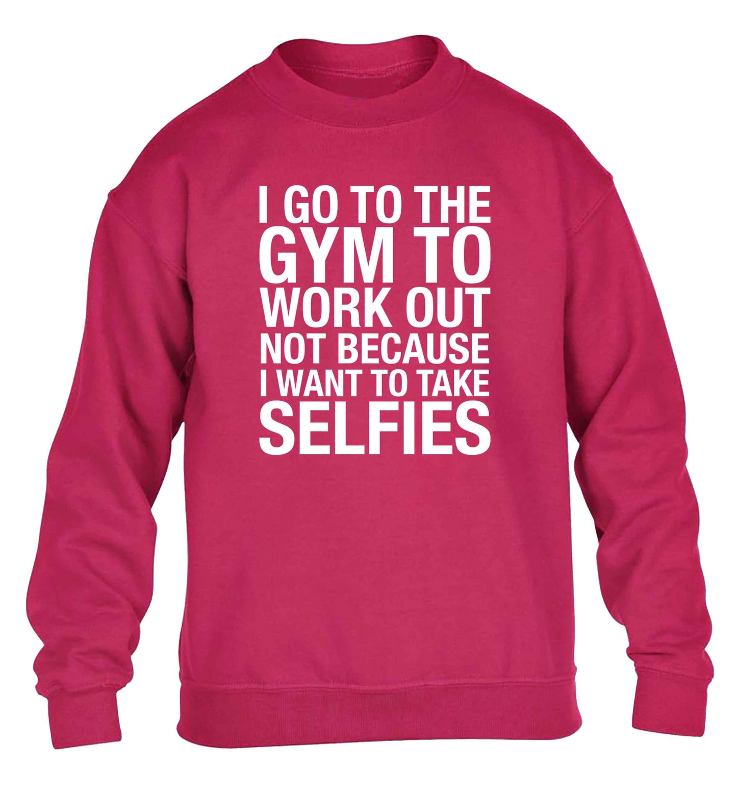 I go to the gym to workout not to take selfies children's pink sweater 12-13 Years