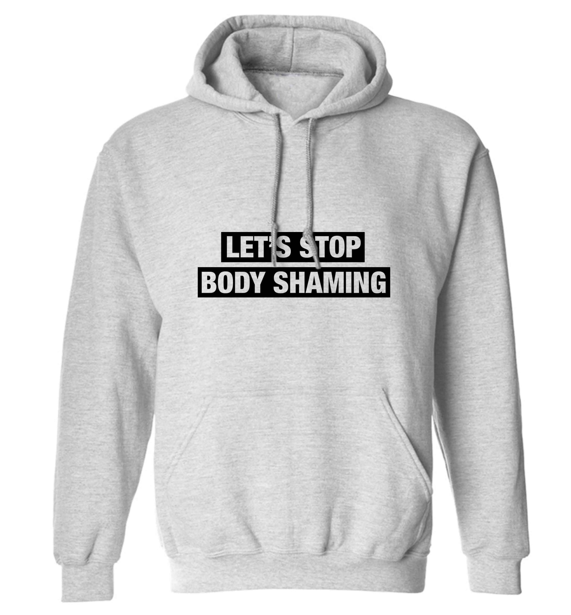 Let's stop body shaming adults unisex grey hoodie 2XL