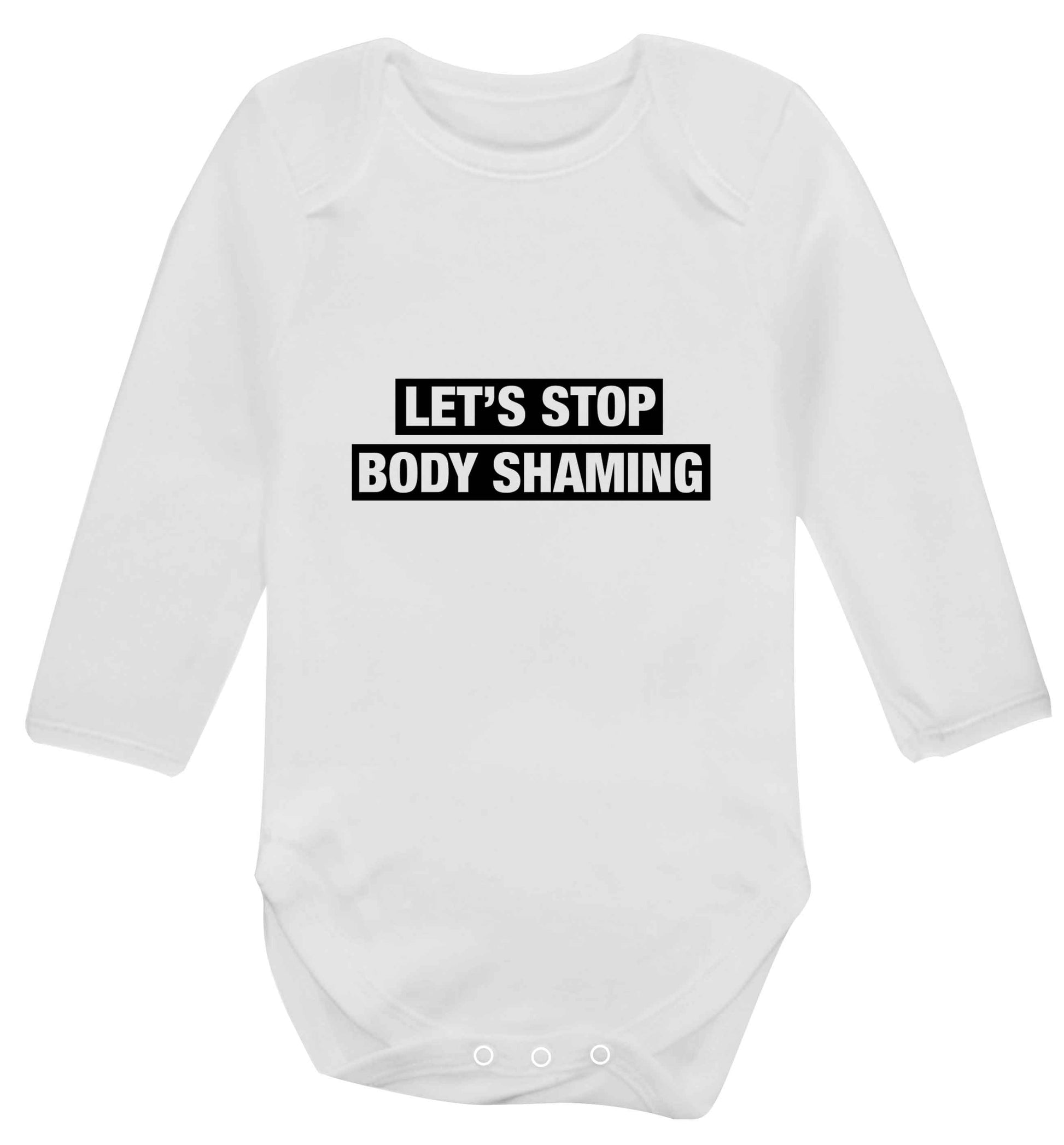 Let's stop body shaming baby vest long sleeved white 6-12 months