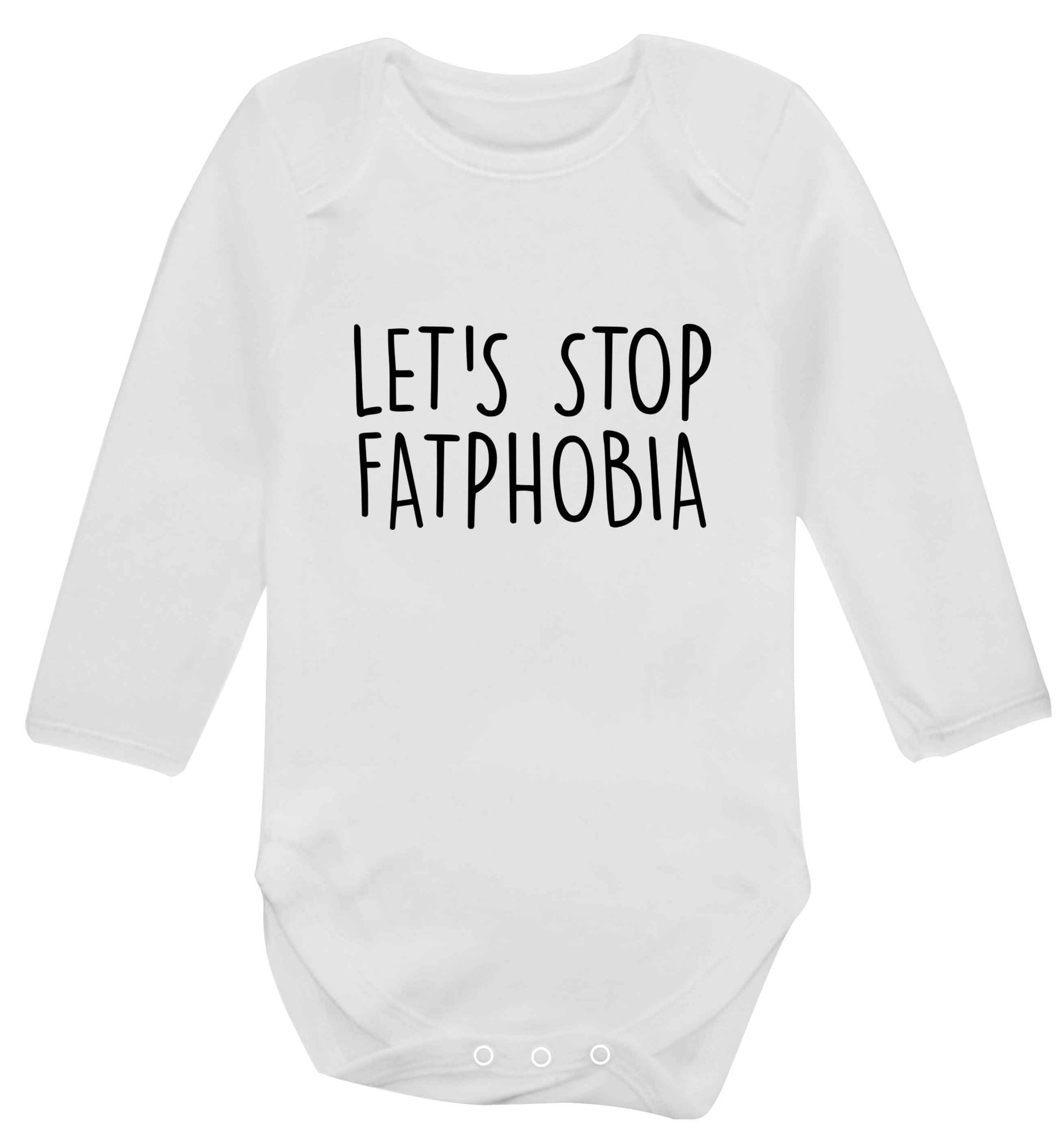 Let's stop fatphobia baby vest long sleeved white 6-12 months