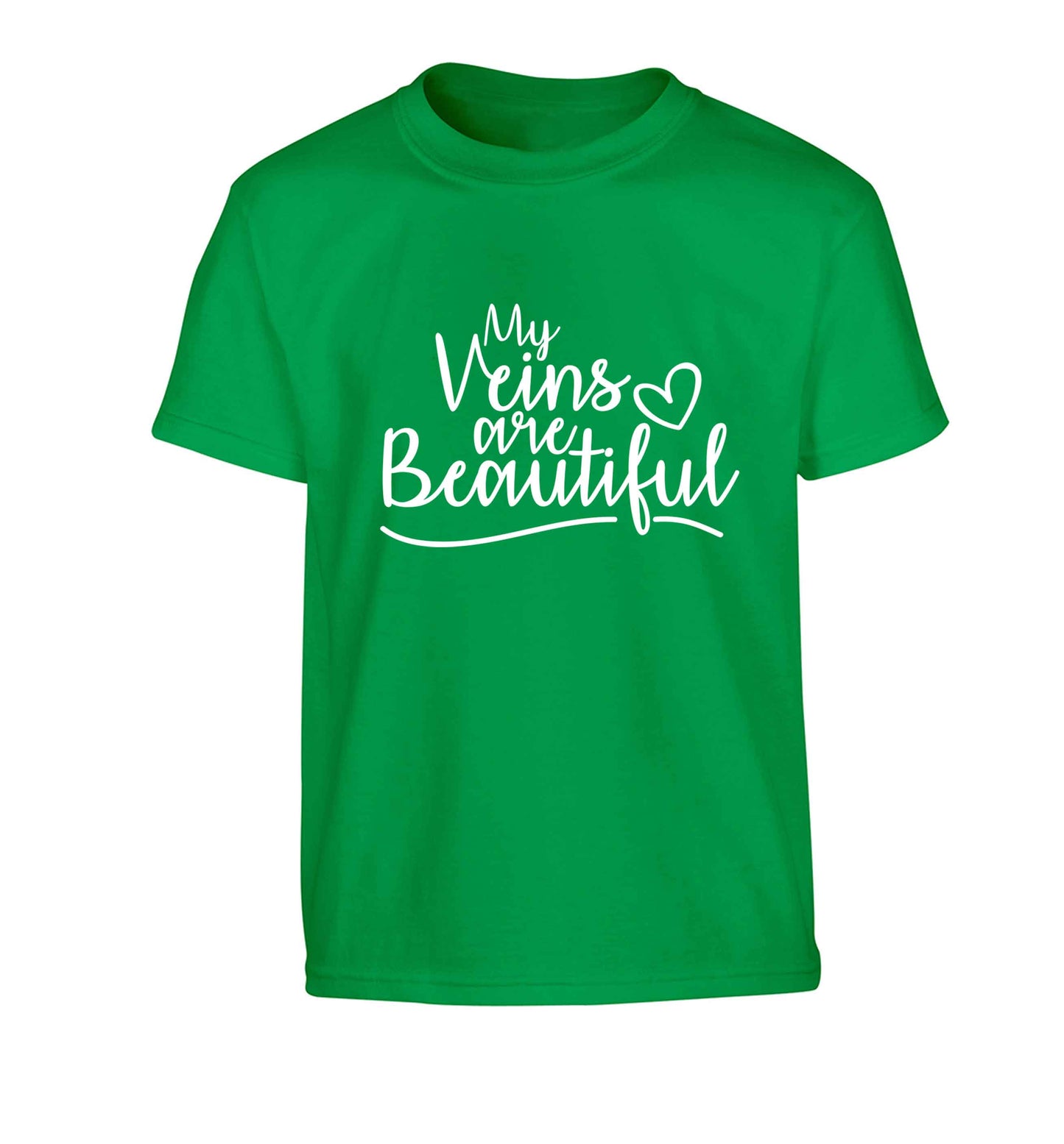 My Veins are Beautiful Children's green Tshirt 12-13 Years
