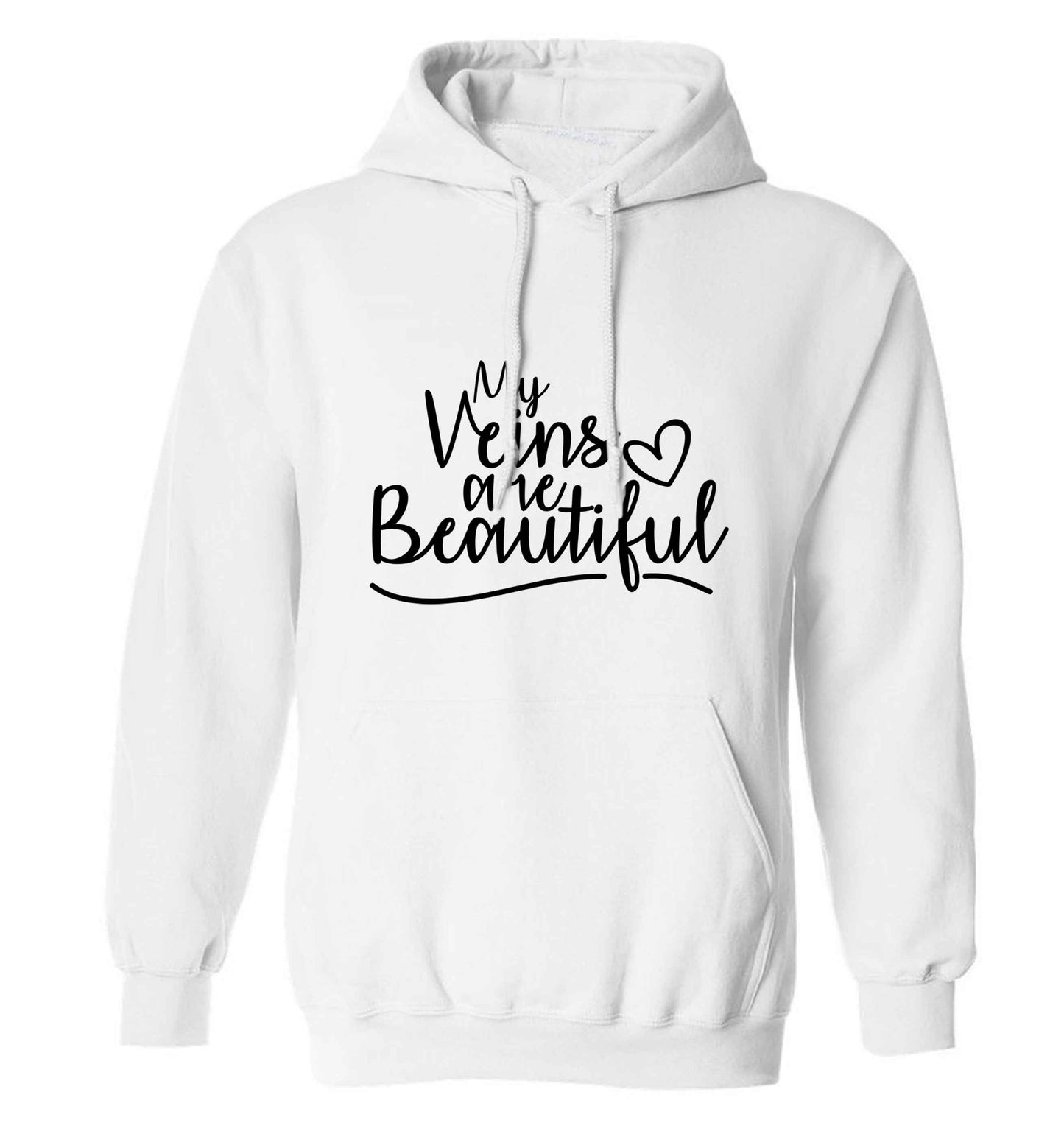 My Veins are Beautiful adults unisex white hoodie 2XL