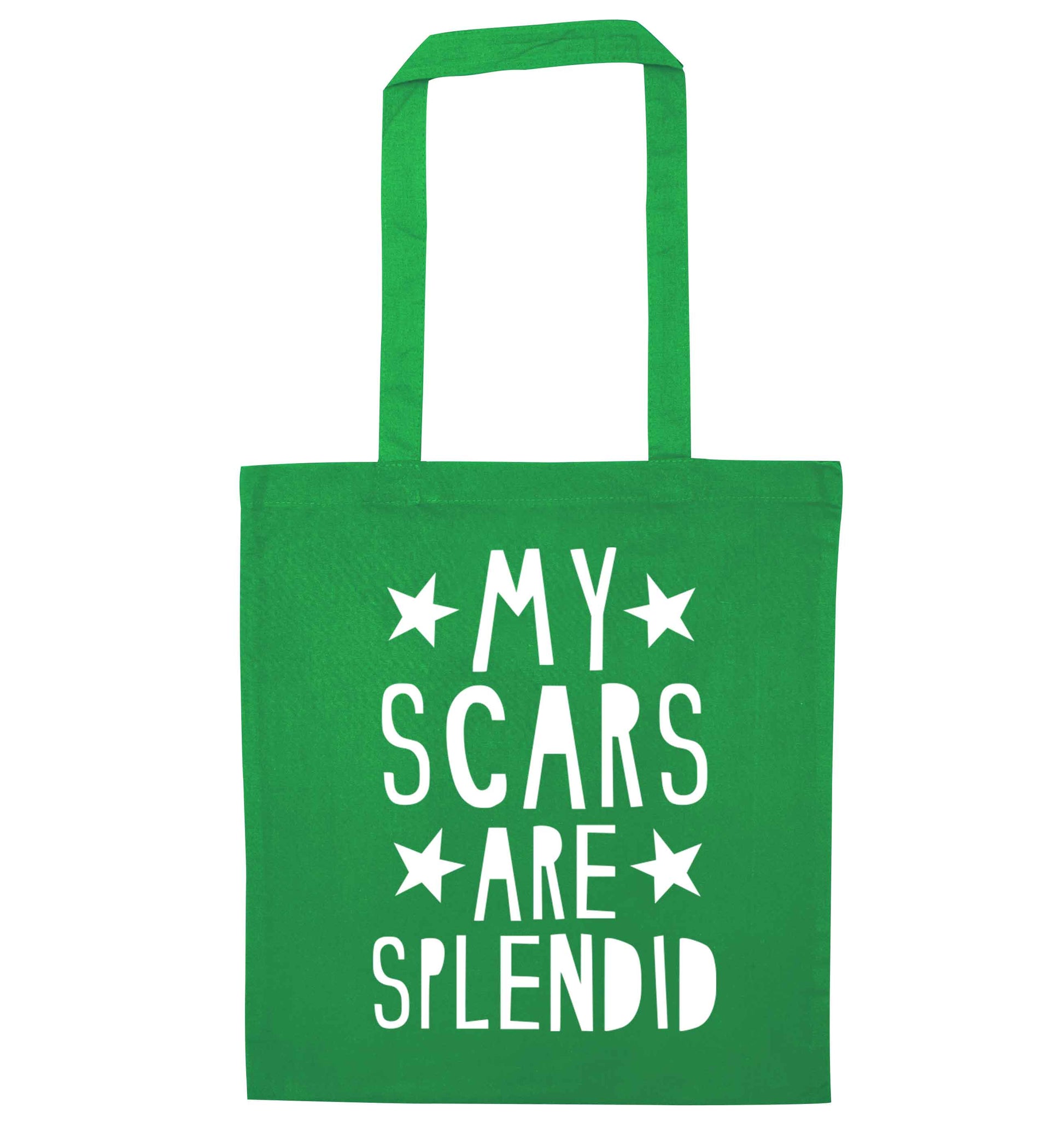 My scars are beautiful green tote bag