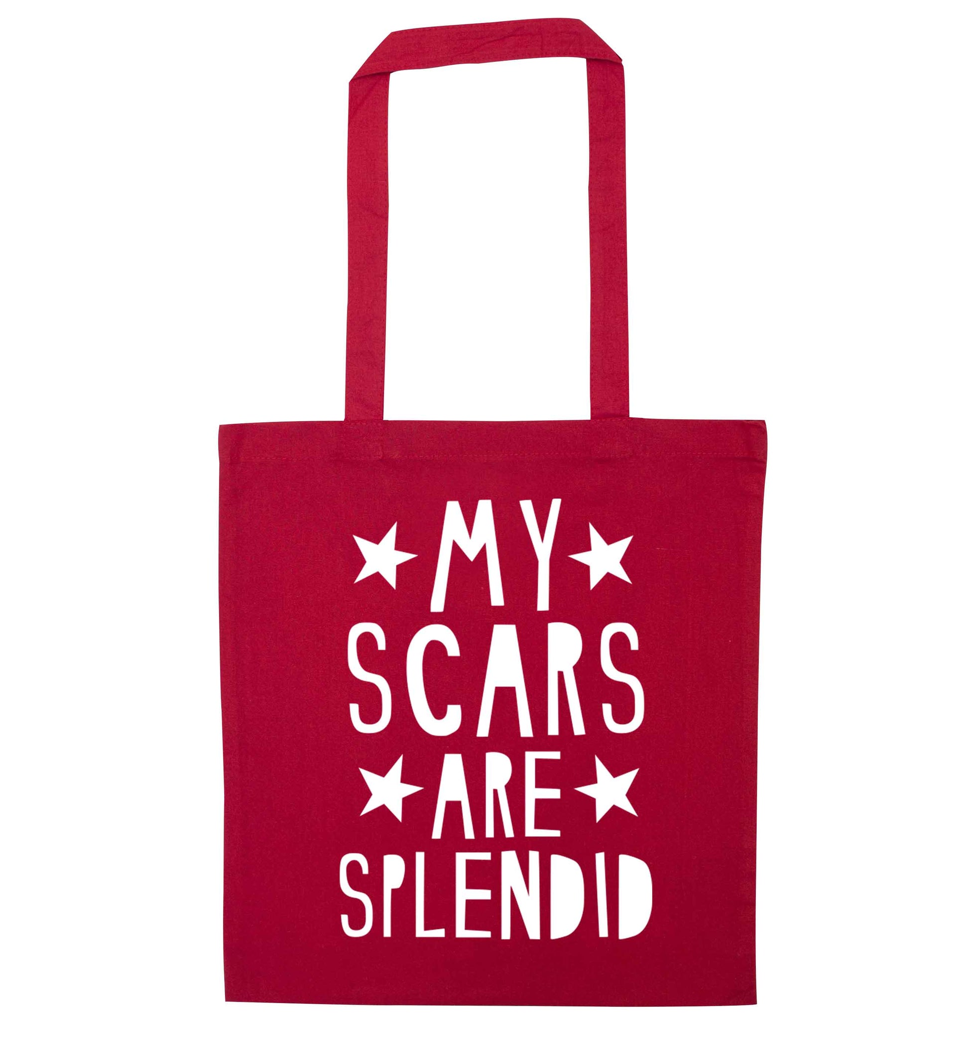 My scars are beautiful red tote bag