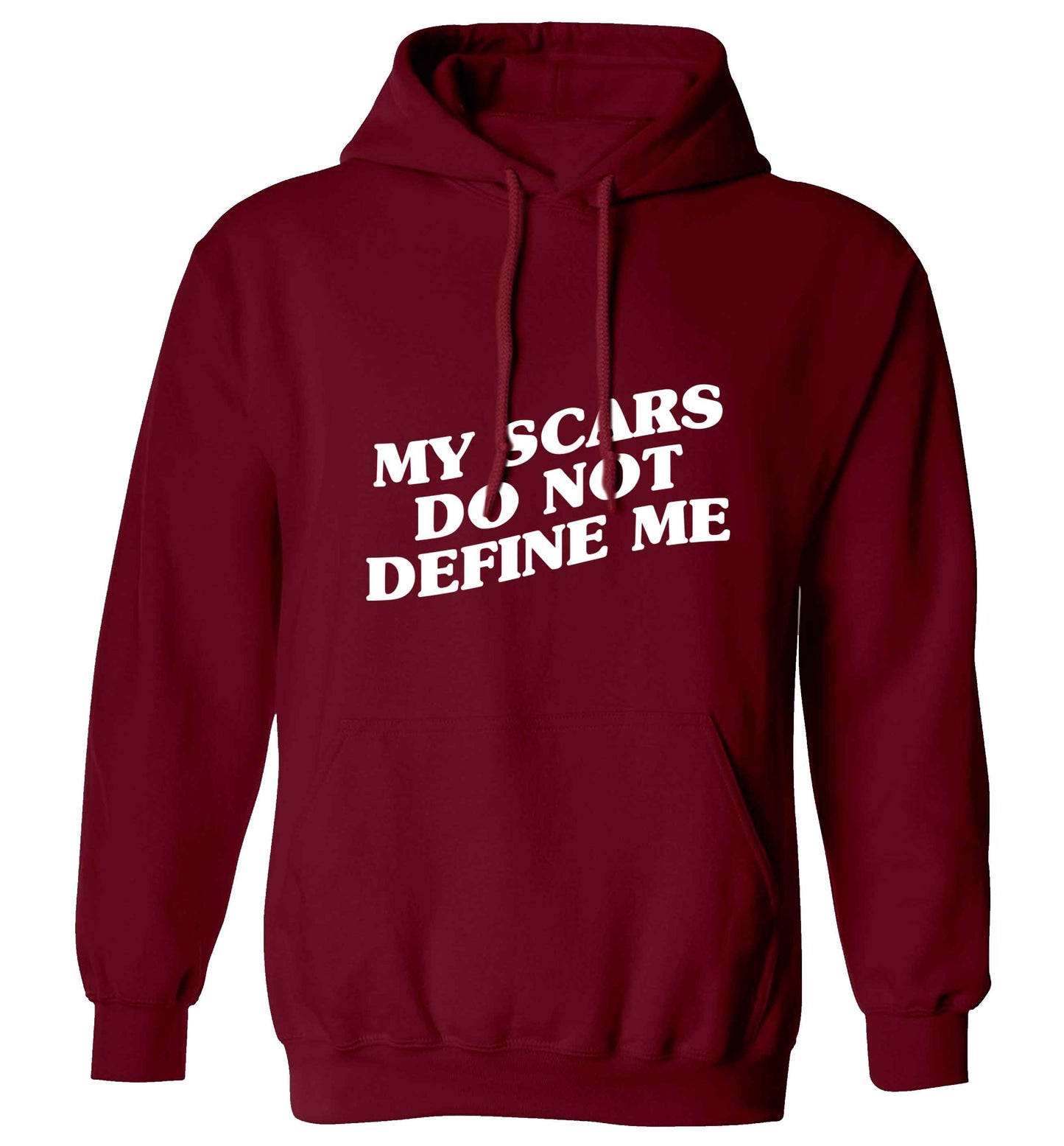 My scars do not define me adults unisex maroon hoodie 2XL