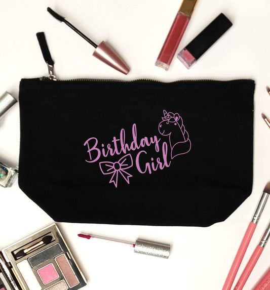 Birthday girl black makeup bag