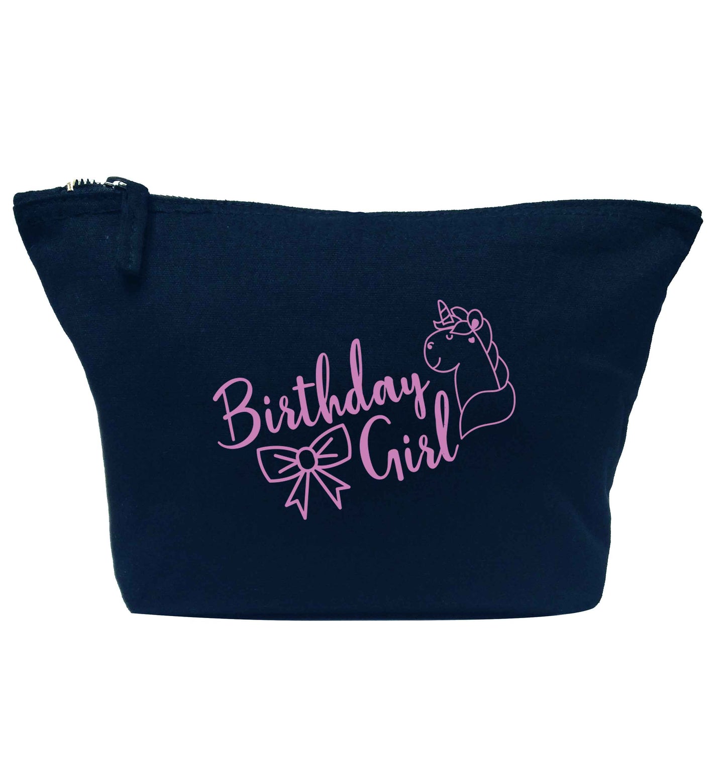 Birthday girl navy makeup bag