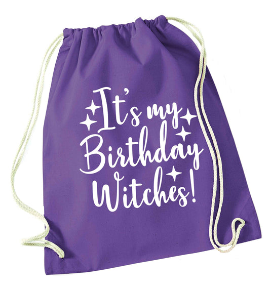 It's my birthday witches!purple drawstring bag