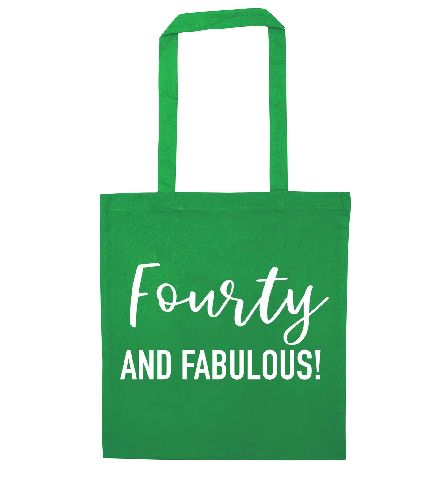 Fourty and fabulous green tote bag