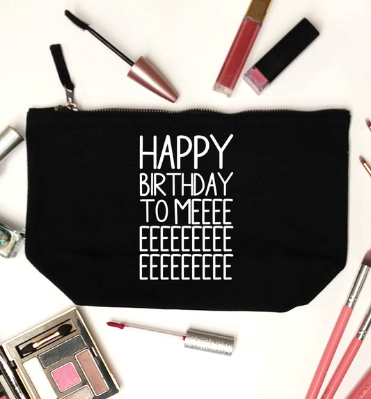 Happy birthday to me black makeup bag
