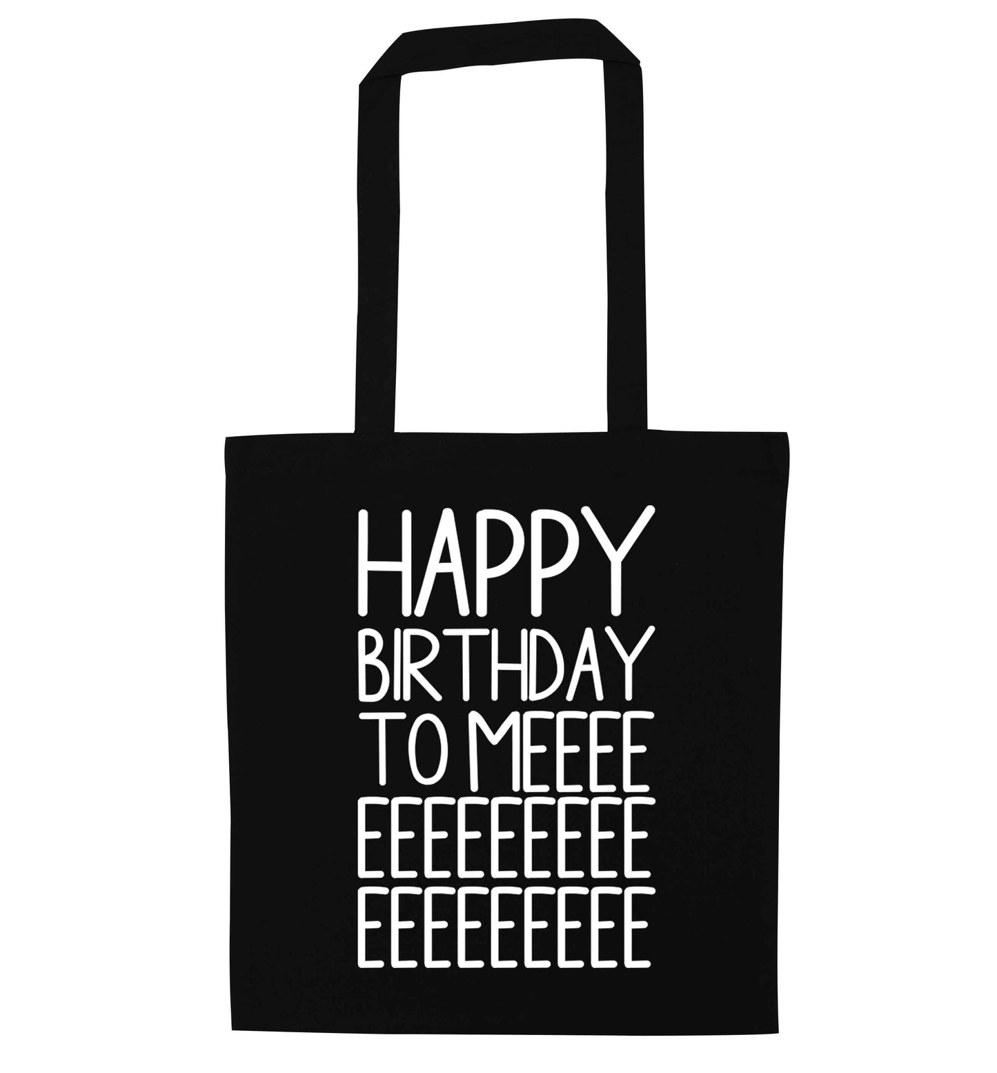 Happy birthday to me black tote bag