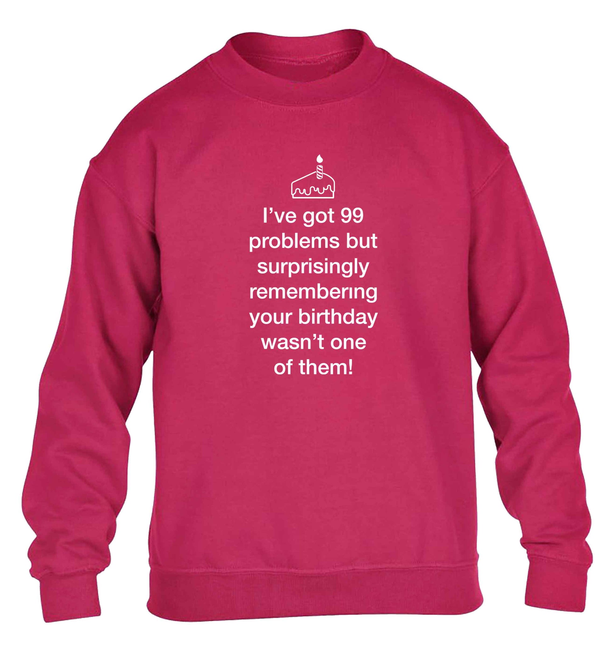 I've got 99 problems but surprisingly remembering your birthday wasn't one of them! children's pink sweater 12-13 Years