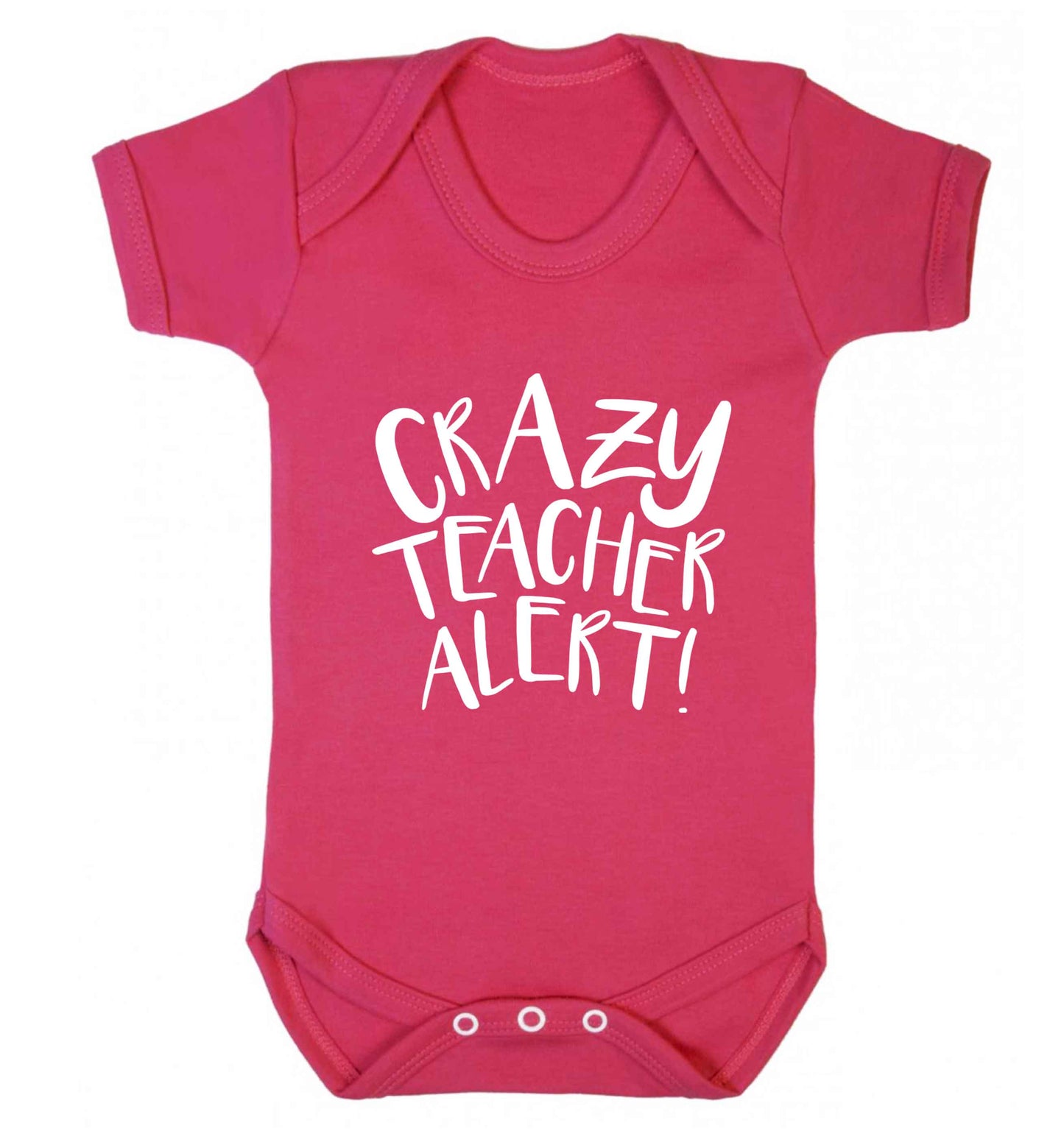 Crazy teacher alert baby vest dark pink 18-24 months