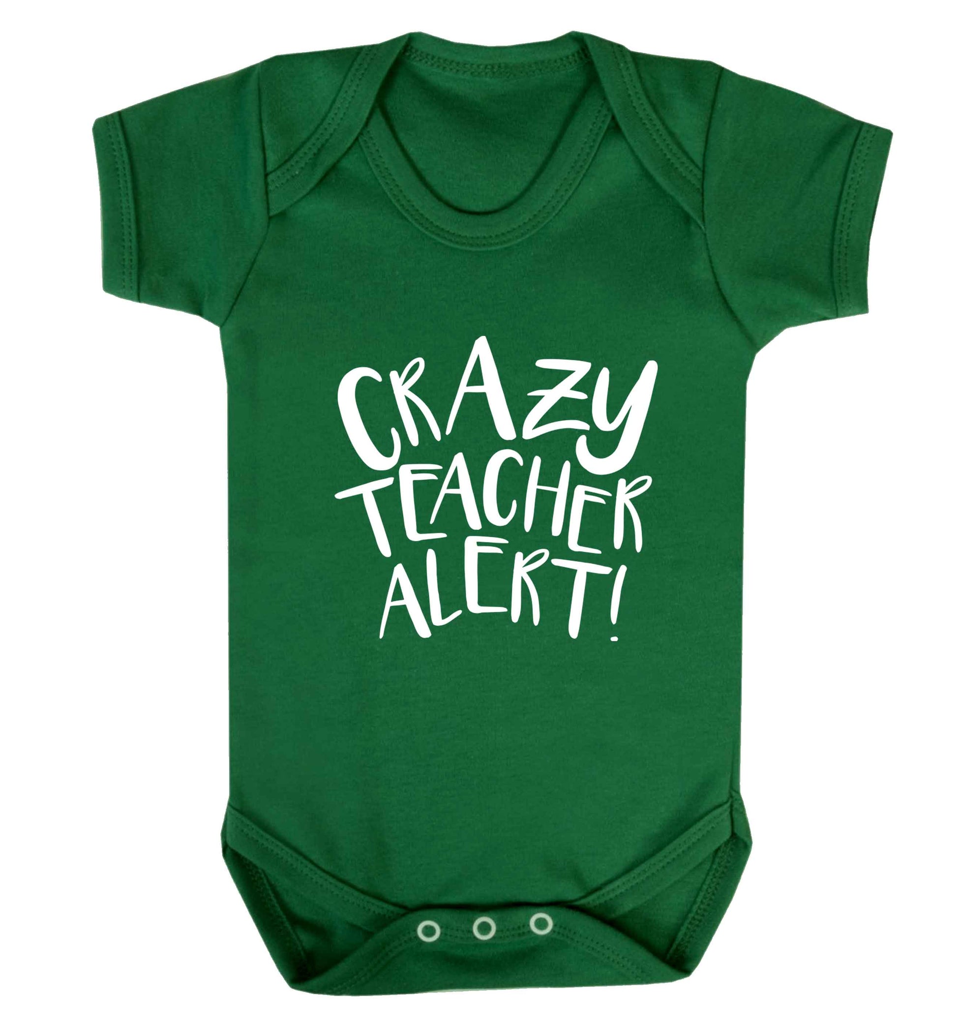 Crazy teacher alert baby vest green 18-24 months