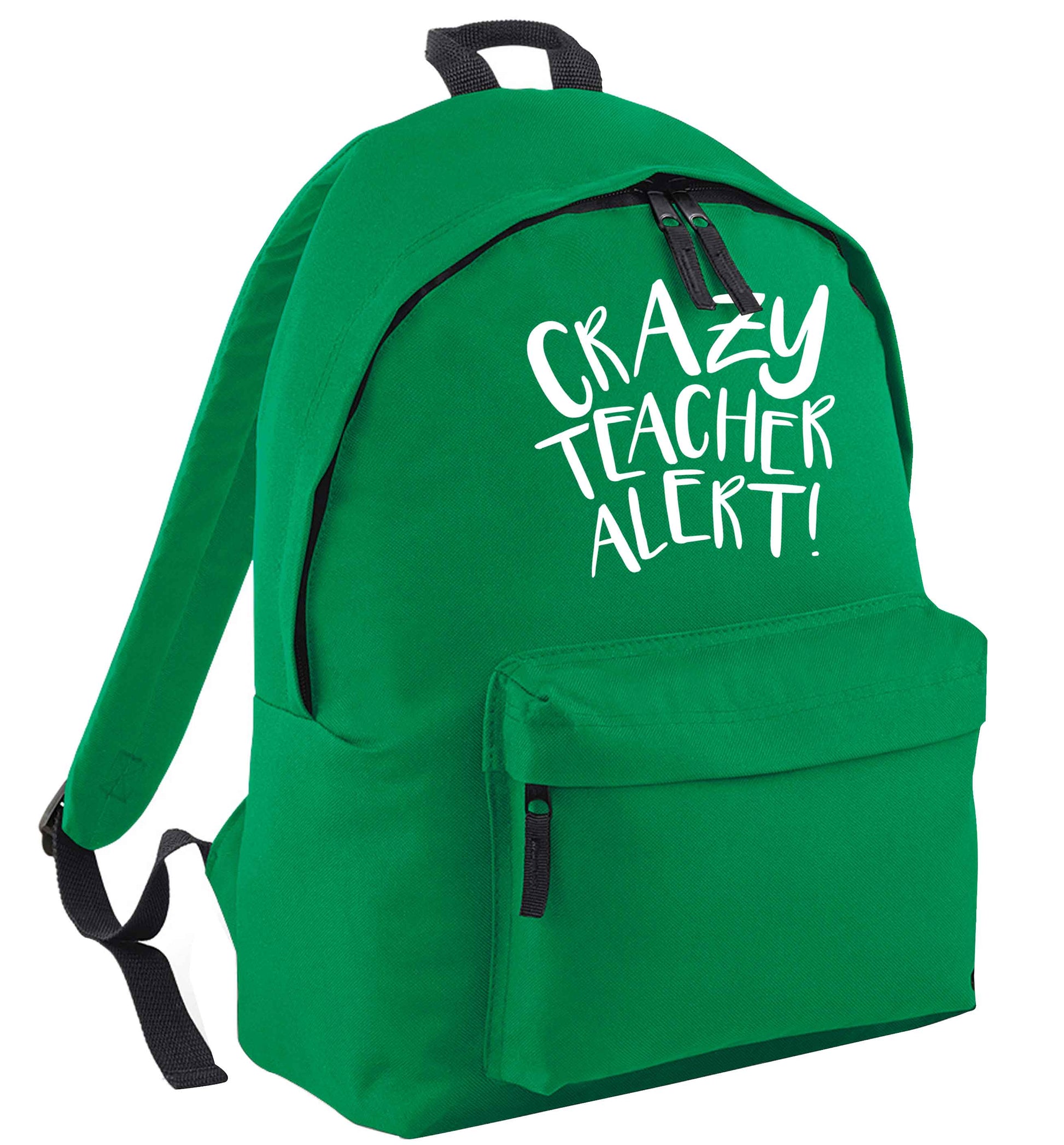 Crazy teacher alert green adults backpack