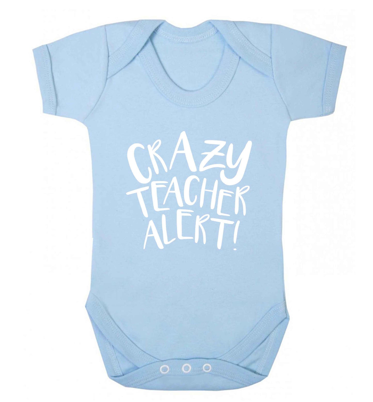 Crazy teacher alert baby vest pale blue 18-24 months