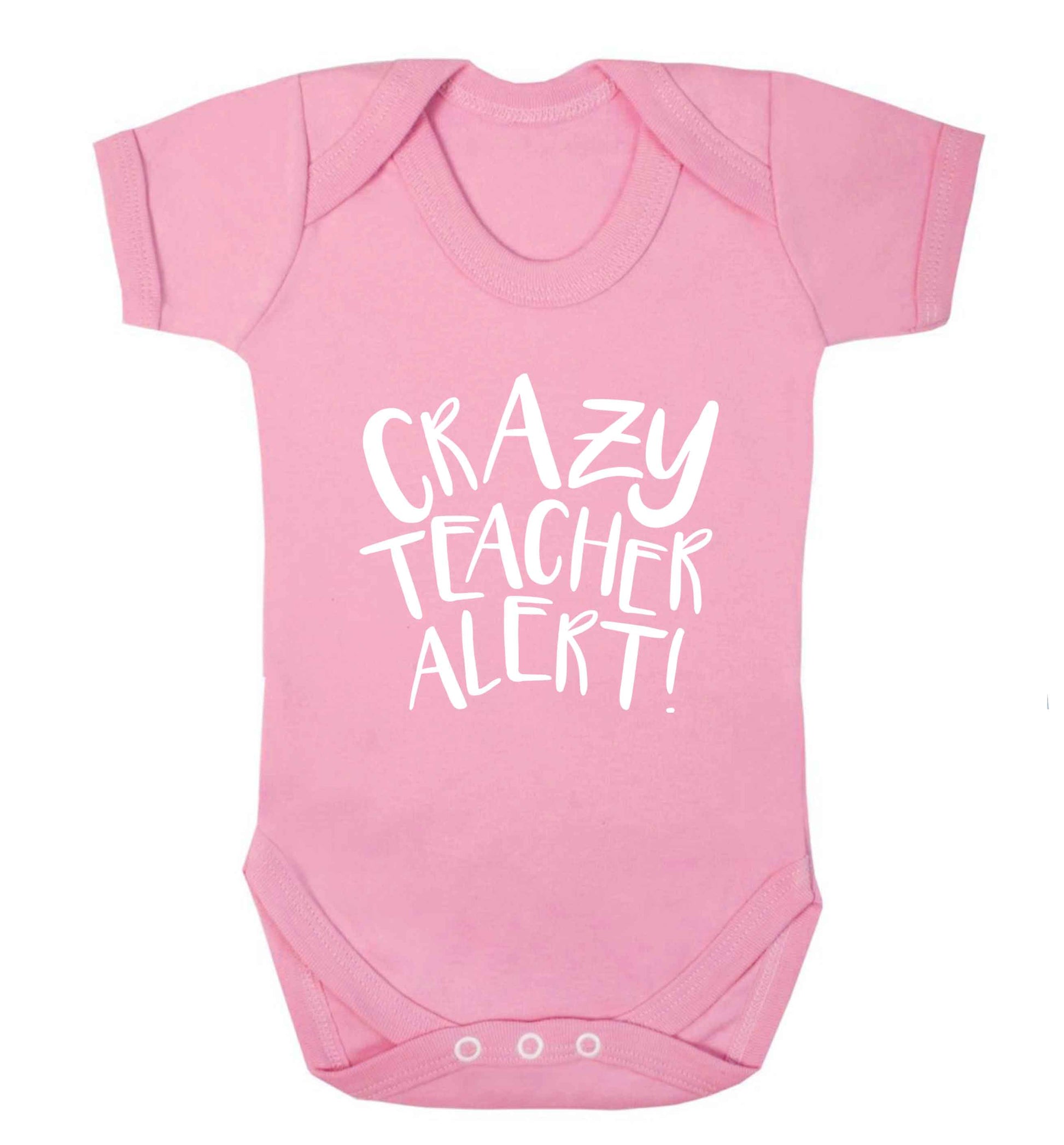 Crazy teacher alert baby vest pale pink 18-24 months