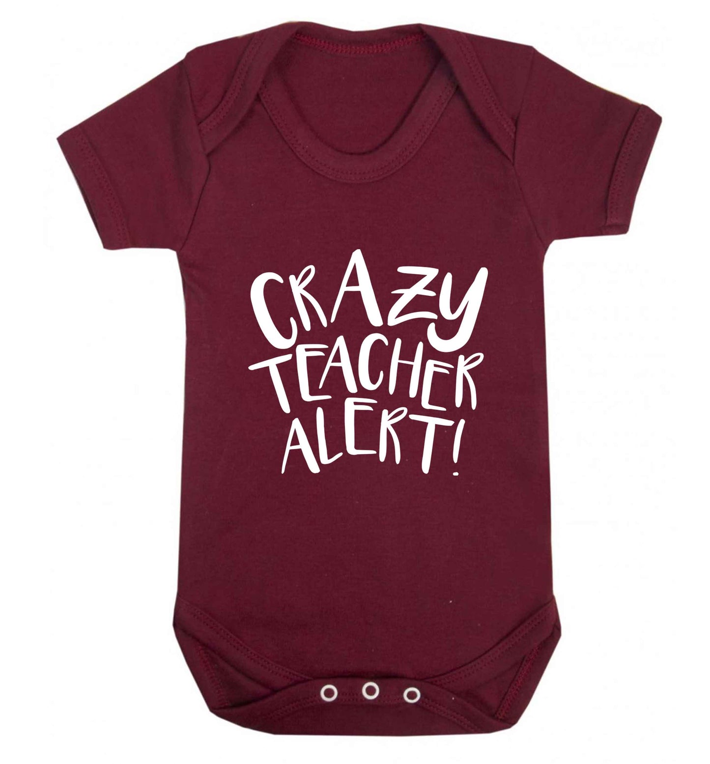 Crazy teacher alert baby vest maroon 18-24 months