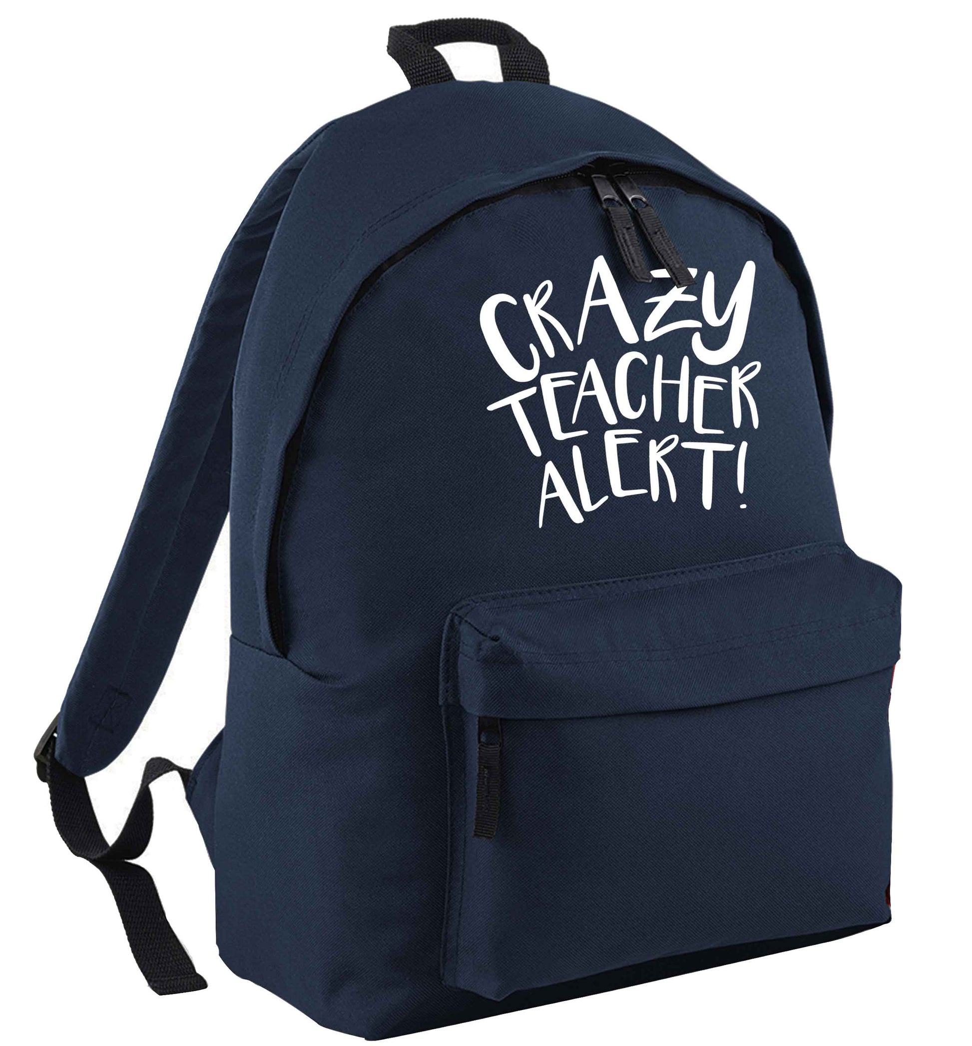 Crazy teacher alert navy adults backpack