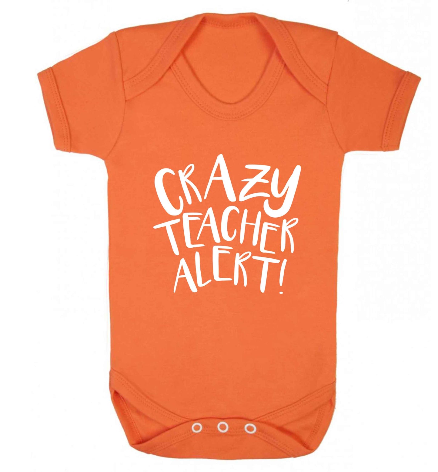 Crazy teacher alert baby vest orange 18-24 months