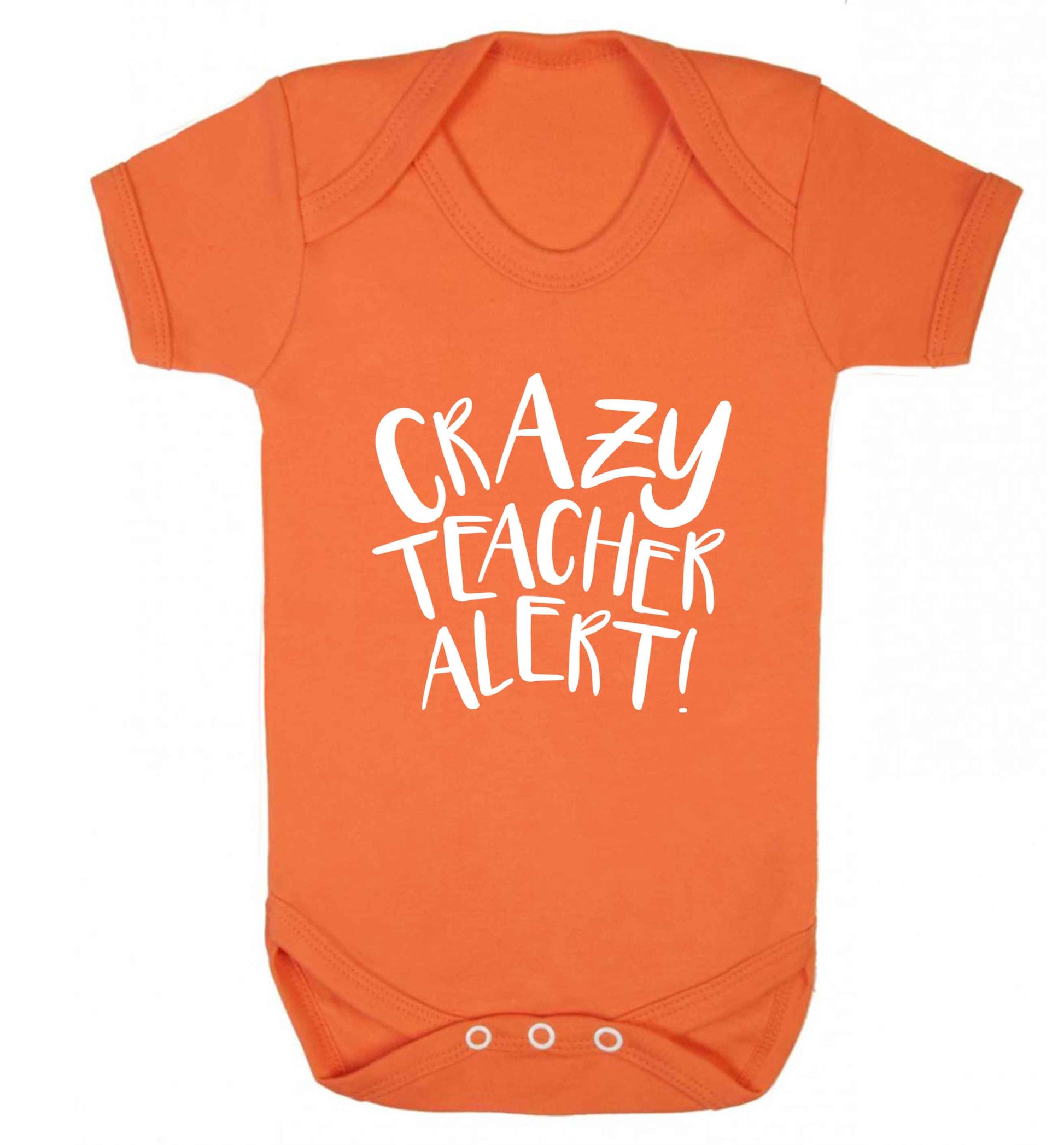 Crazy teacher alert baby vest orange 18-24 months