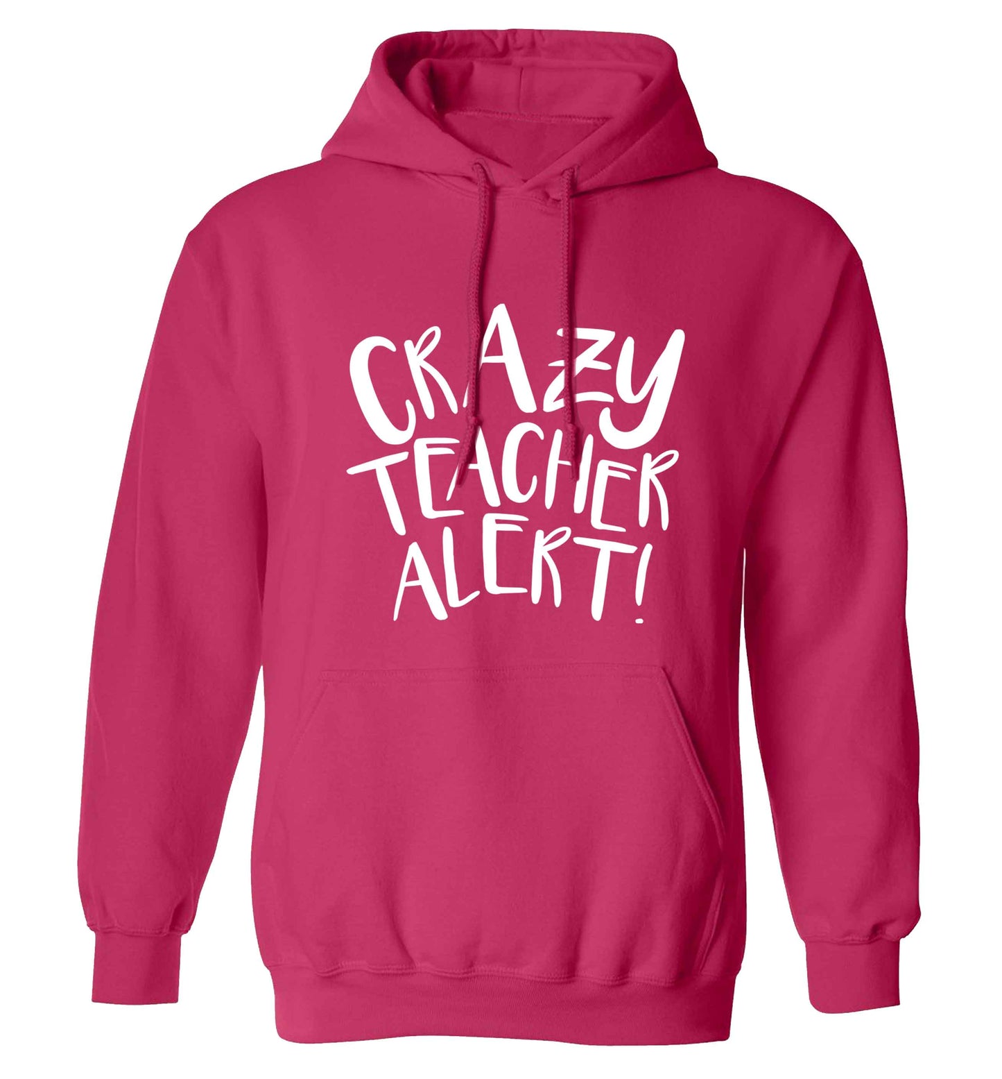 Crazy teacher alert adults unisex pink hoodie 2XL