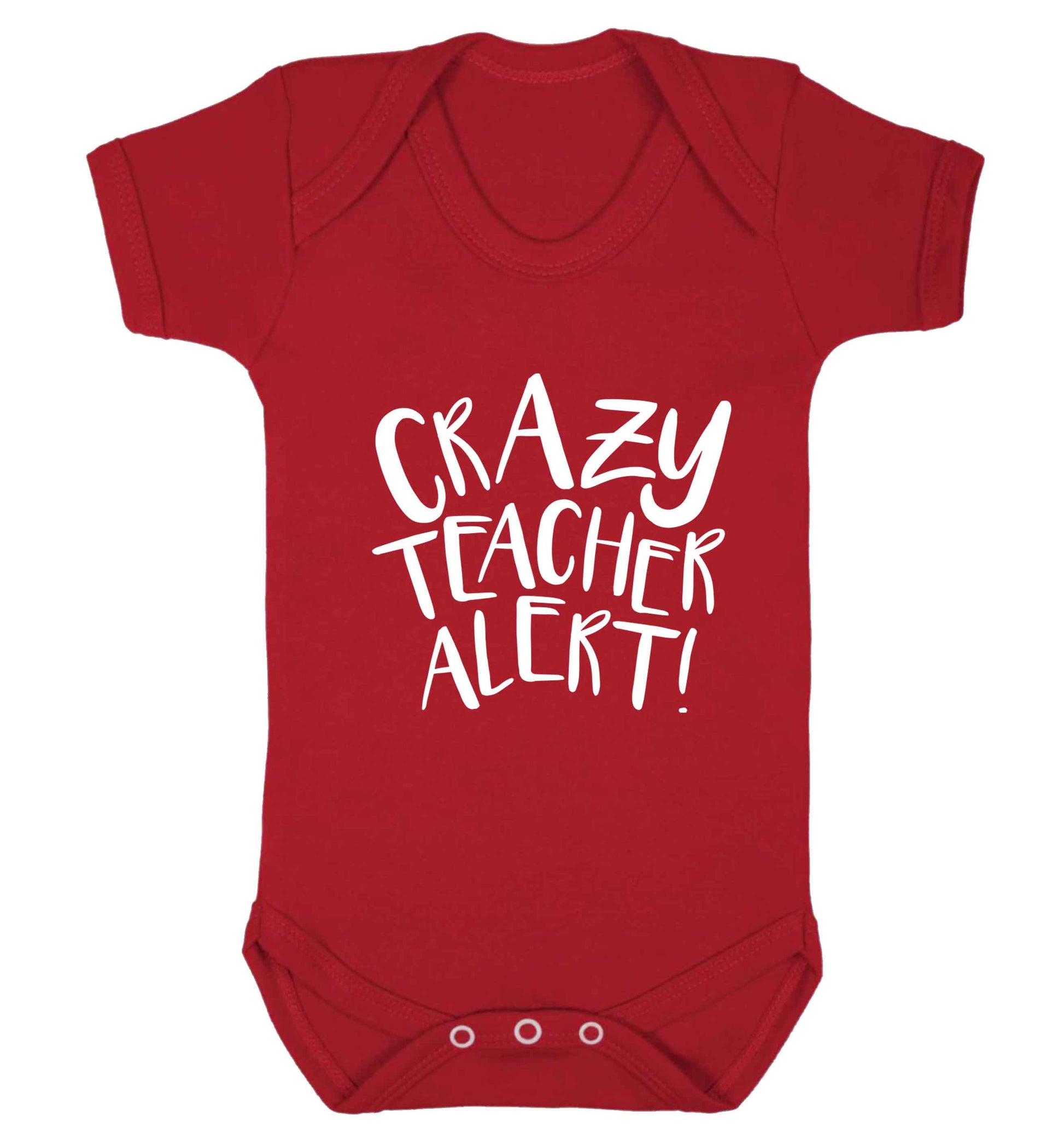 Crazy teacher alert baby vest red 18-24 months