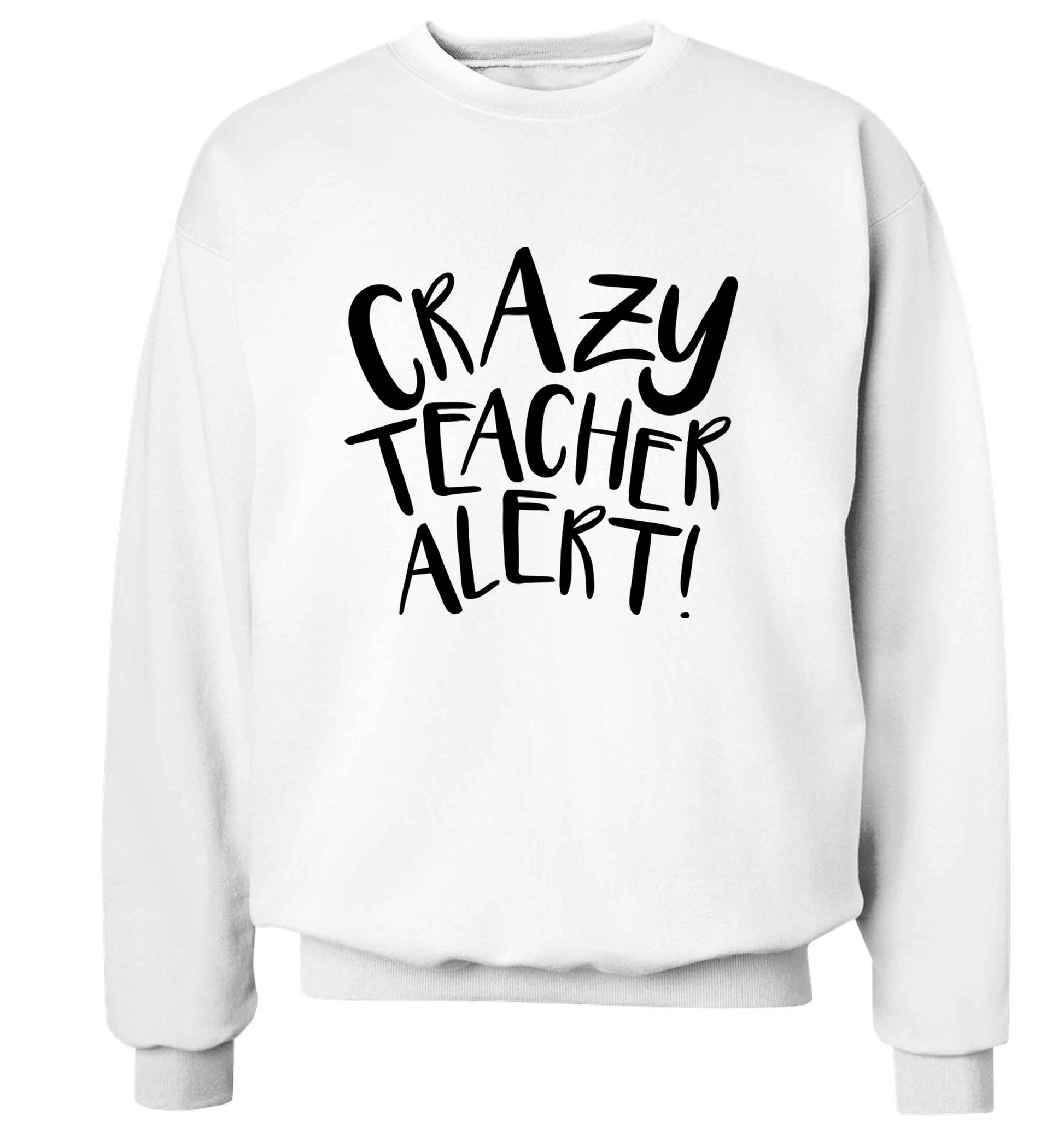 Crazy teacher alert adult's unisex white sweater 2XL