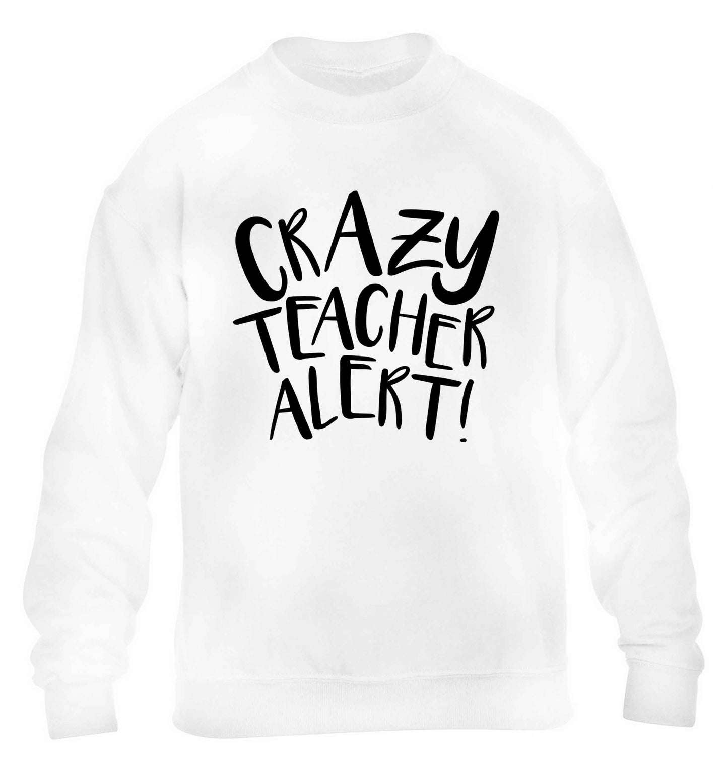 Crazy teacher alert children's white sweater 12-13 Years