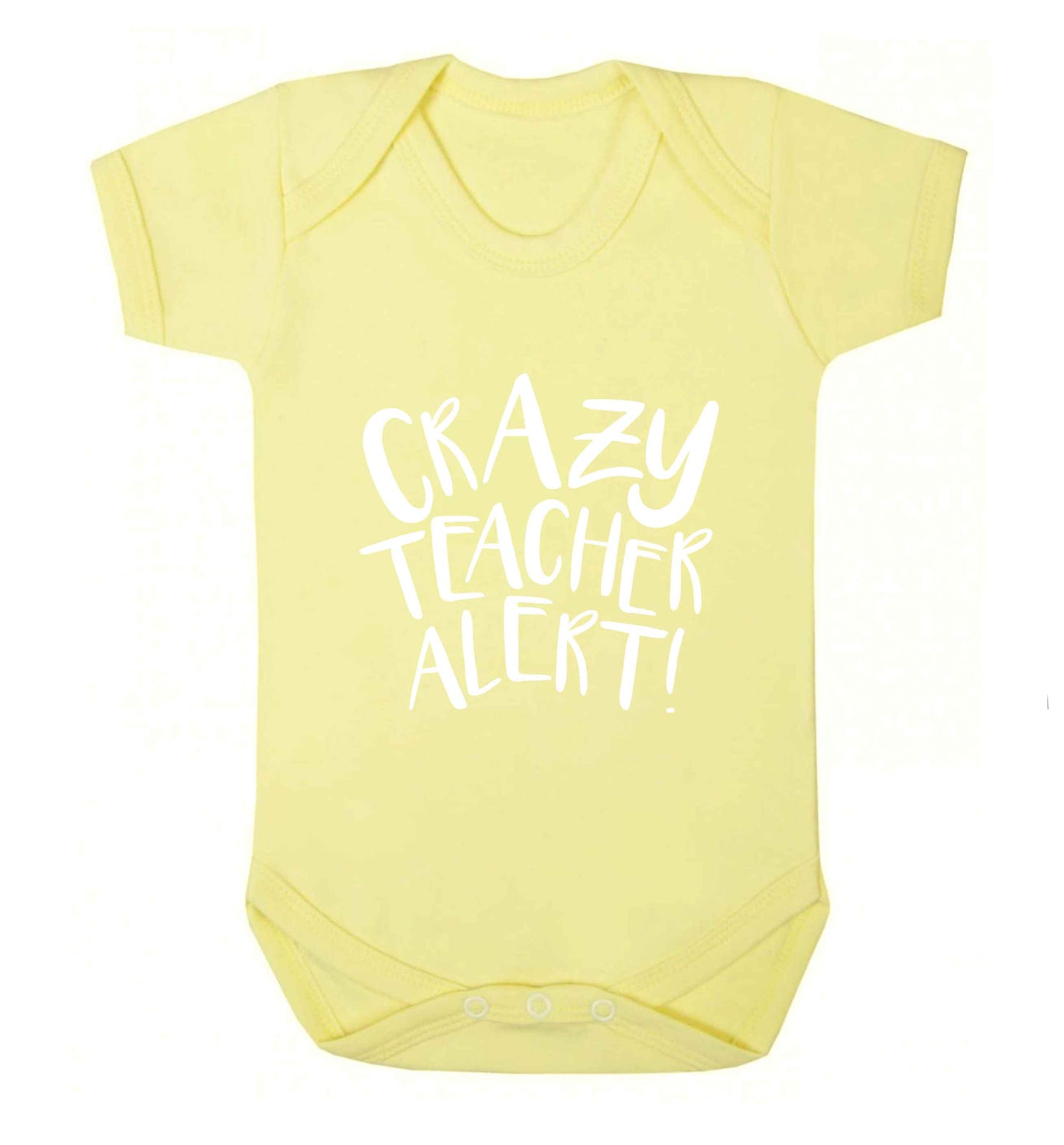 Crazy teacher alert baby vest pale yellow 18-24 months