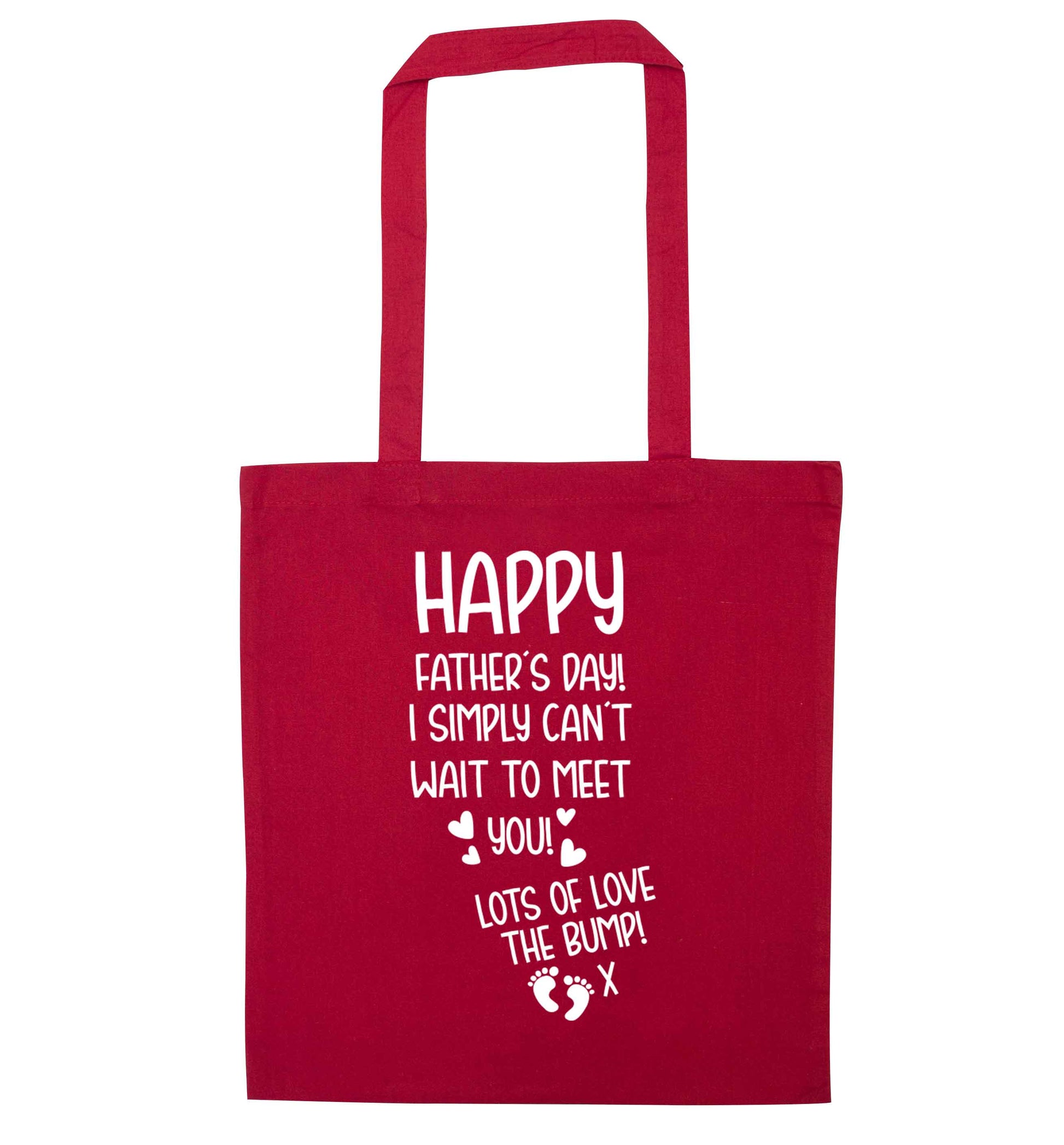 Happy Father's day daddy I can't wait to meet you lot's of love the bump! red tote bag