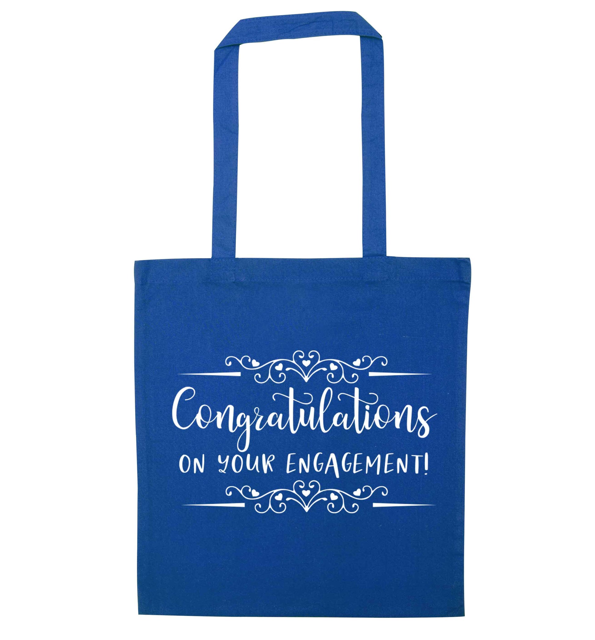 Congratulations on your engagement blue tote bag