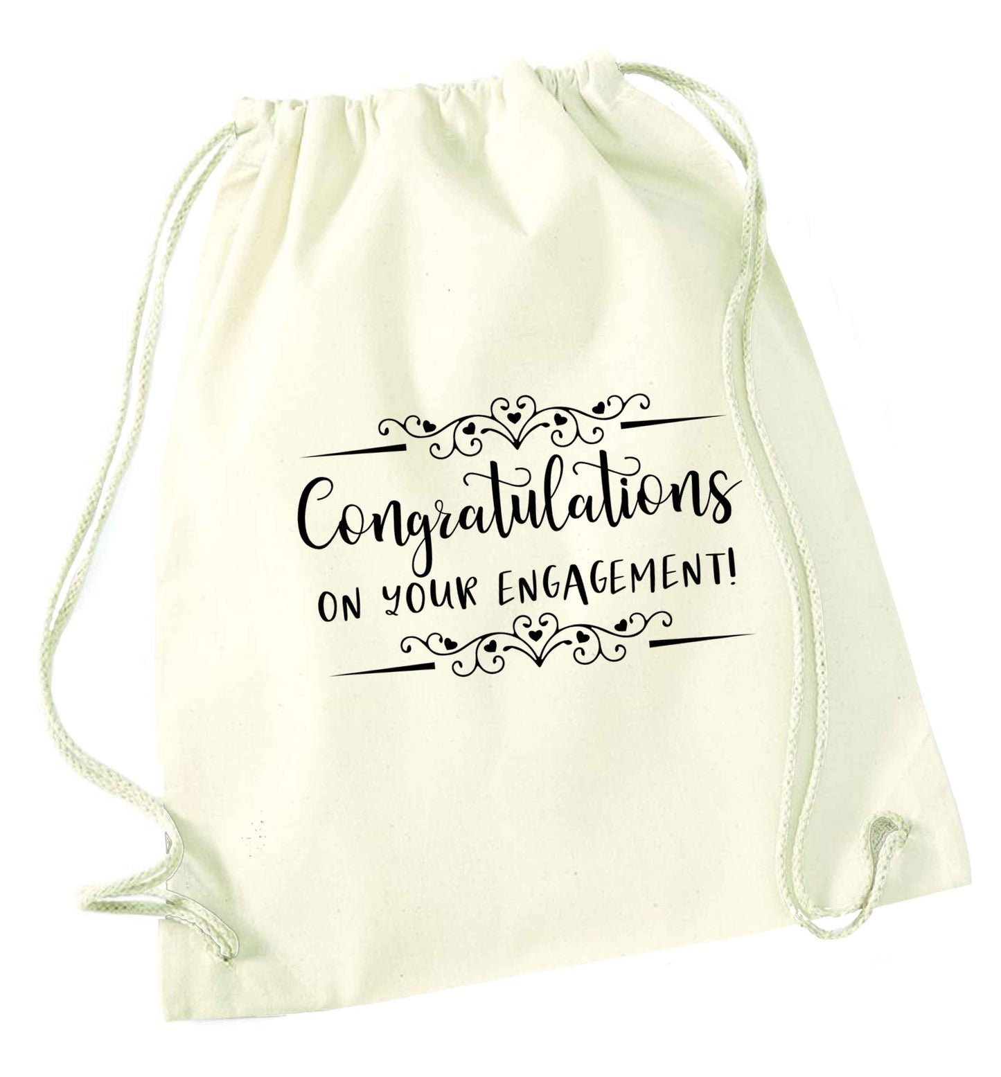 Congratulations on your engagement natural drawstring bag