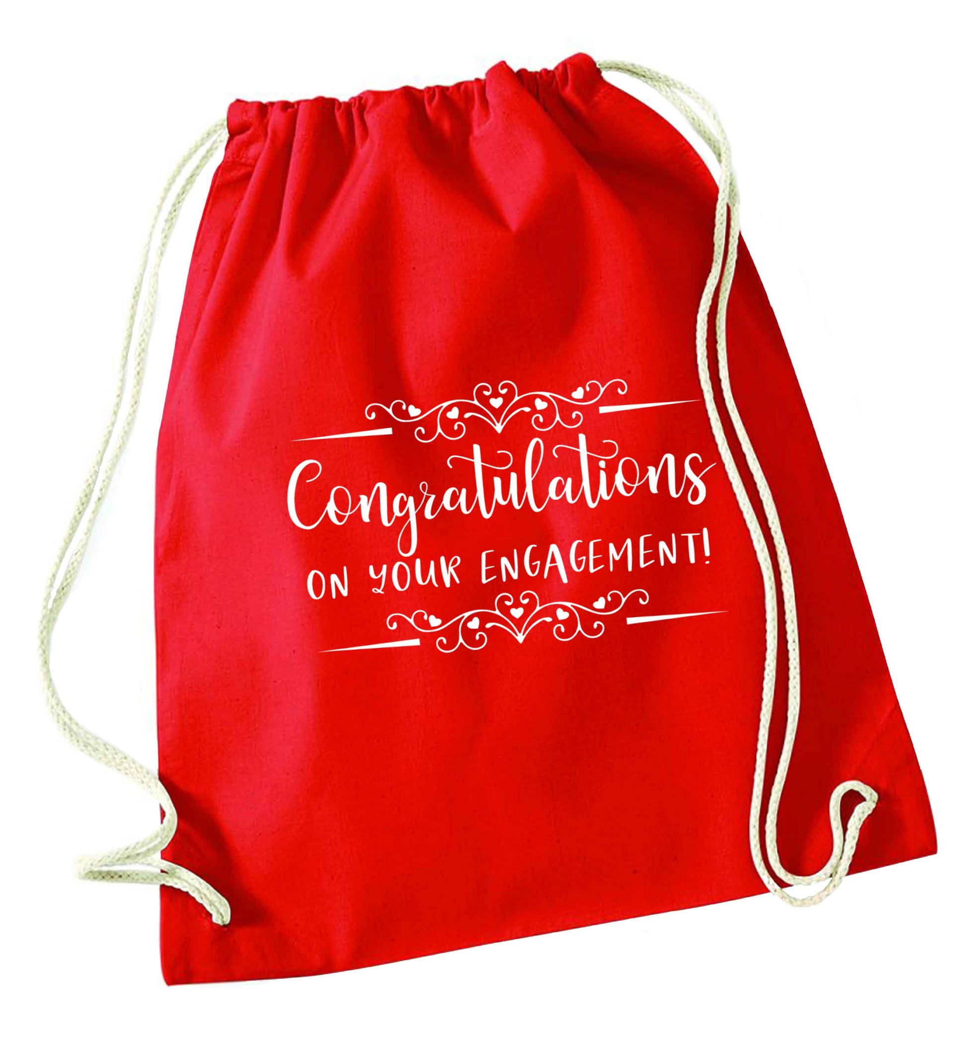 Congratulations on your engagement red drawstring bag 