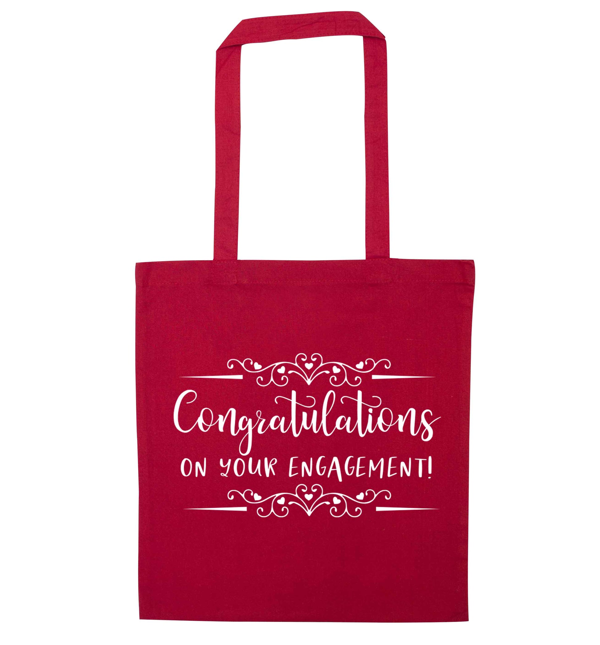 Congratulations on your engagement red tote bag